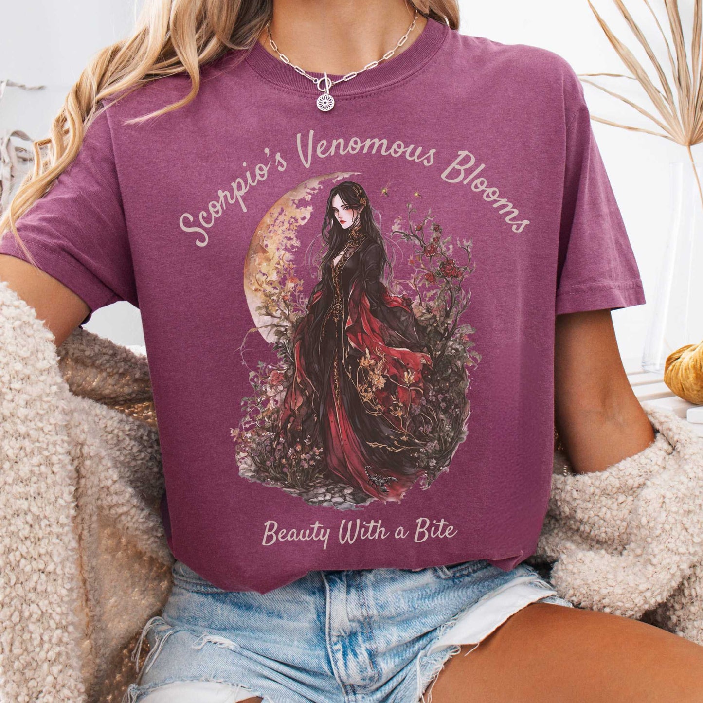T-Shirt Berry / S Scorpio's Venomous Blooms Zodiac Shirt The Mystic Eden