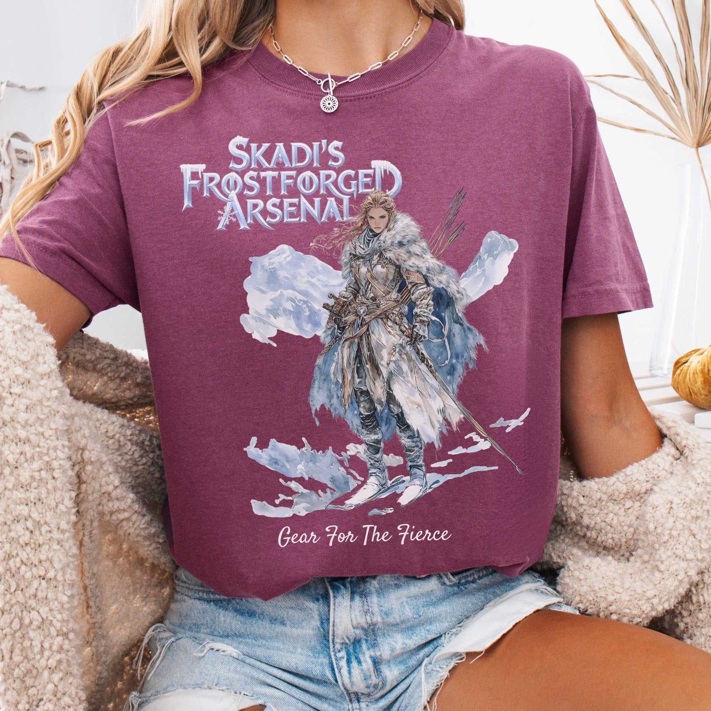 T-Shirt Berry / S Skadi's Frostforged Arsenal Norse Mythology Shirt The Mystic Eden