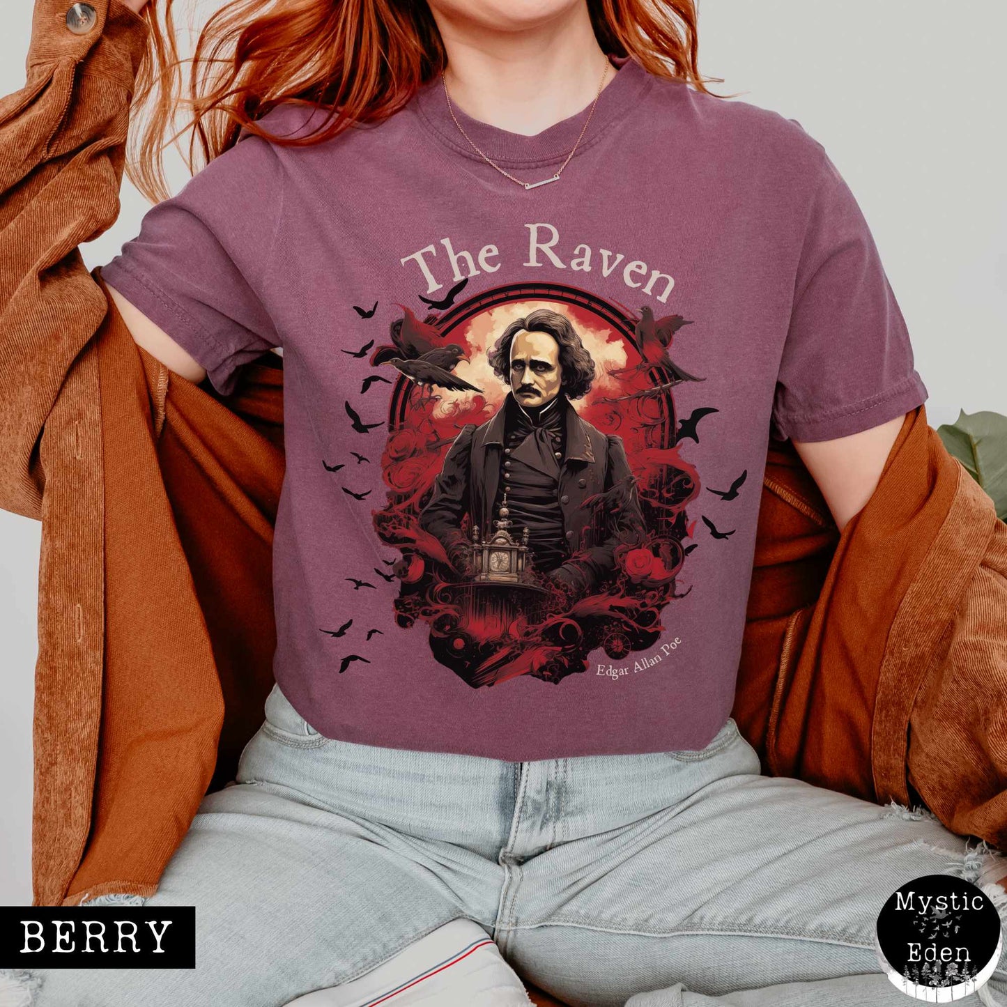 T-Shirt Berry / S The Raven Edgar Allan Poe Shirt The Mystic Eden