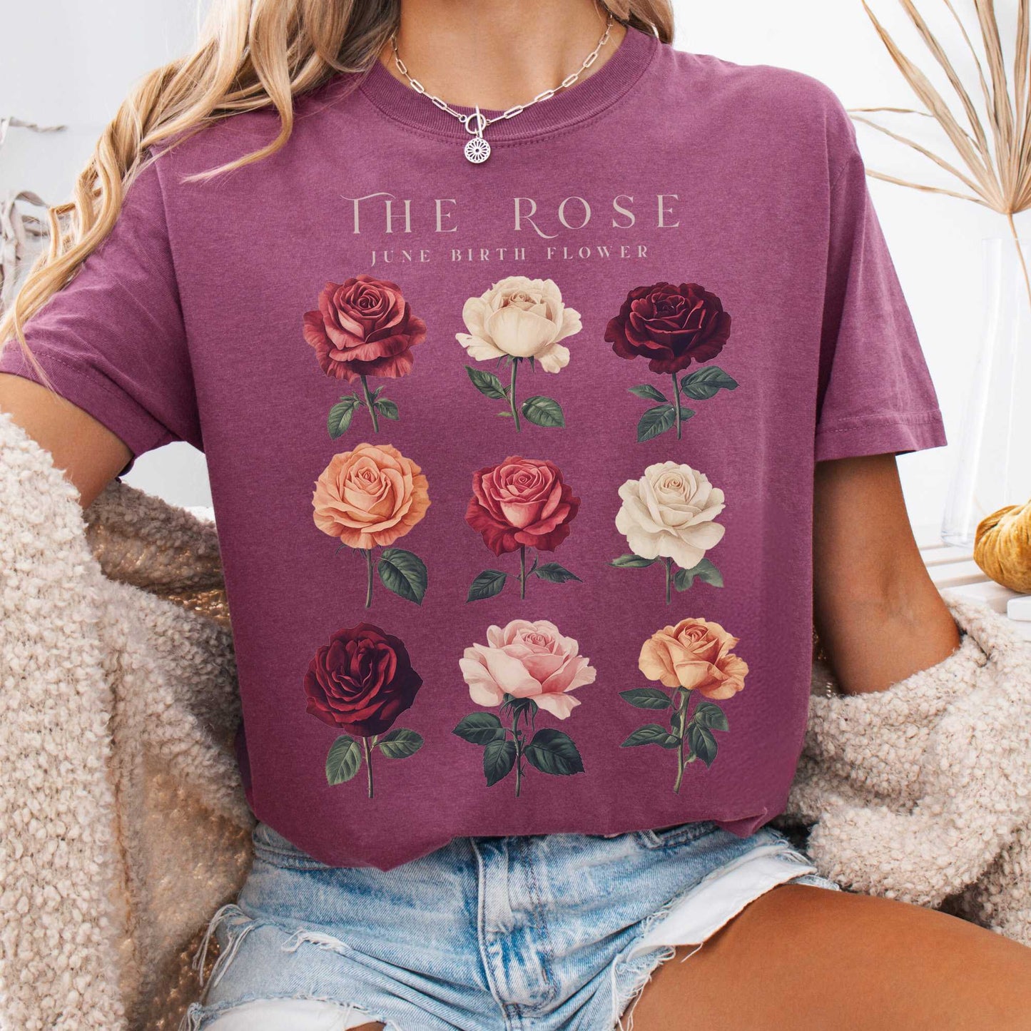 T-Shirt Berry / S The Rose June Birth Month Flower Shirt The Mystic Eden
