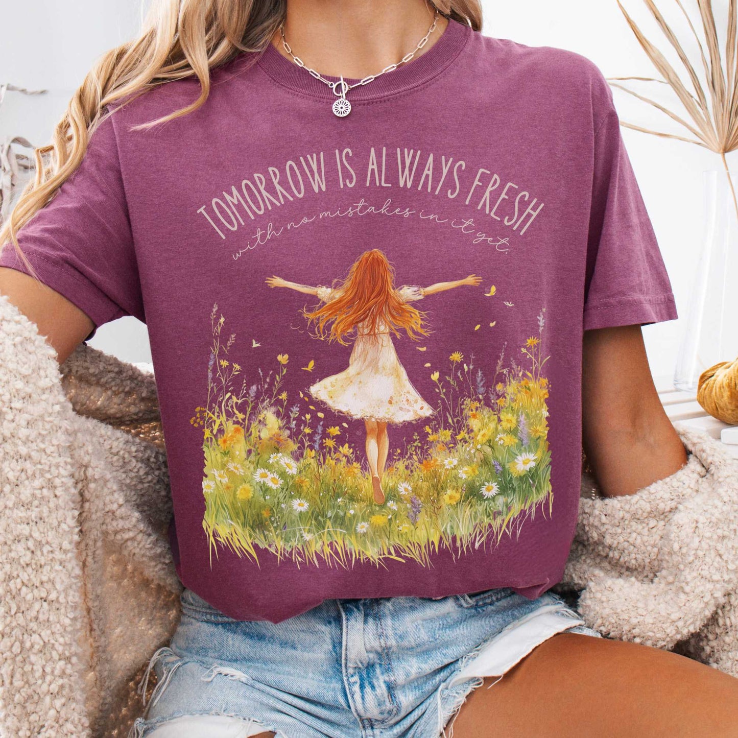 T-Shirt Berry / S Tomorrow is Always Fresh With No Mistakes Anne of Green Gables Shirt The Mystic Eden
