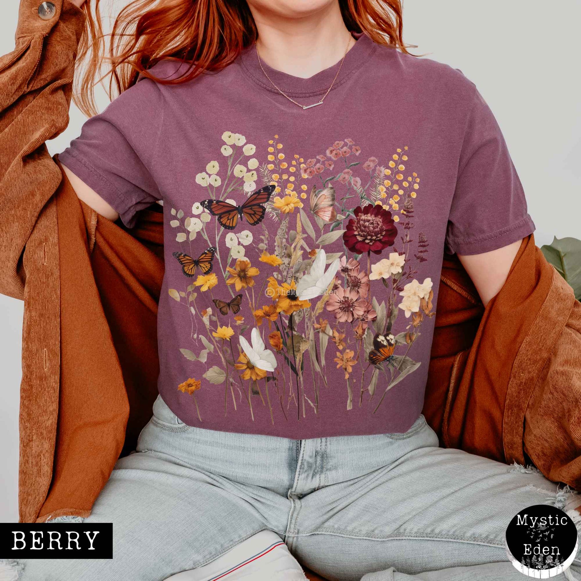 T-Shirt Berry / S Vintage cottagecore wildflowers shirt The Mystic Eden