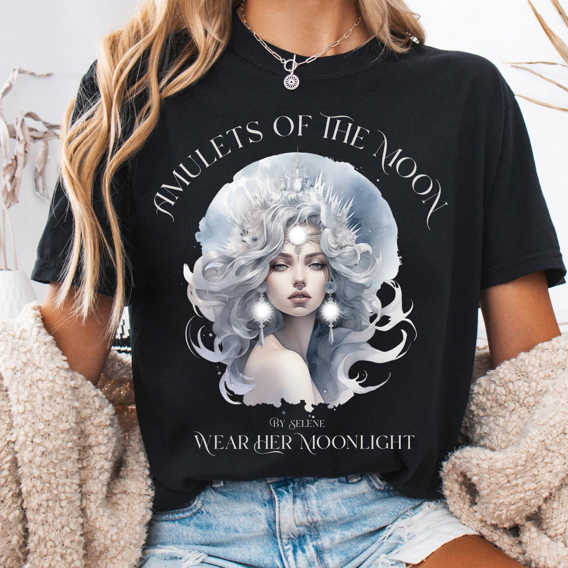 T-Shirt Black / S Amulets of the Moon T-Shirt β Celestial Goddess Tee The Mystic Eden