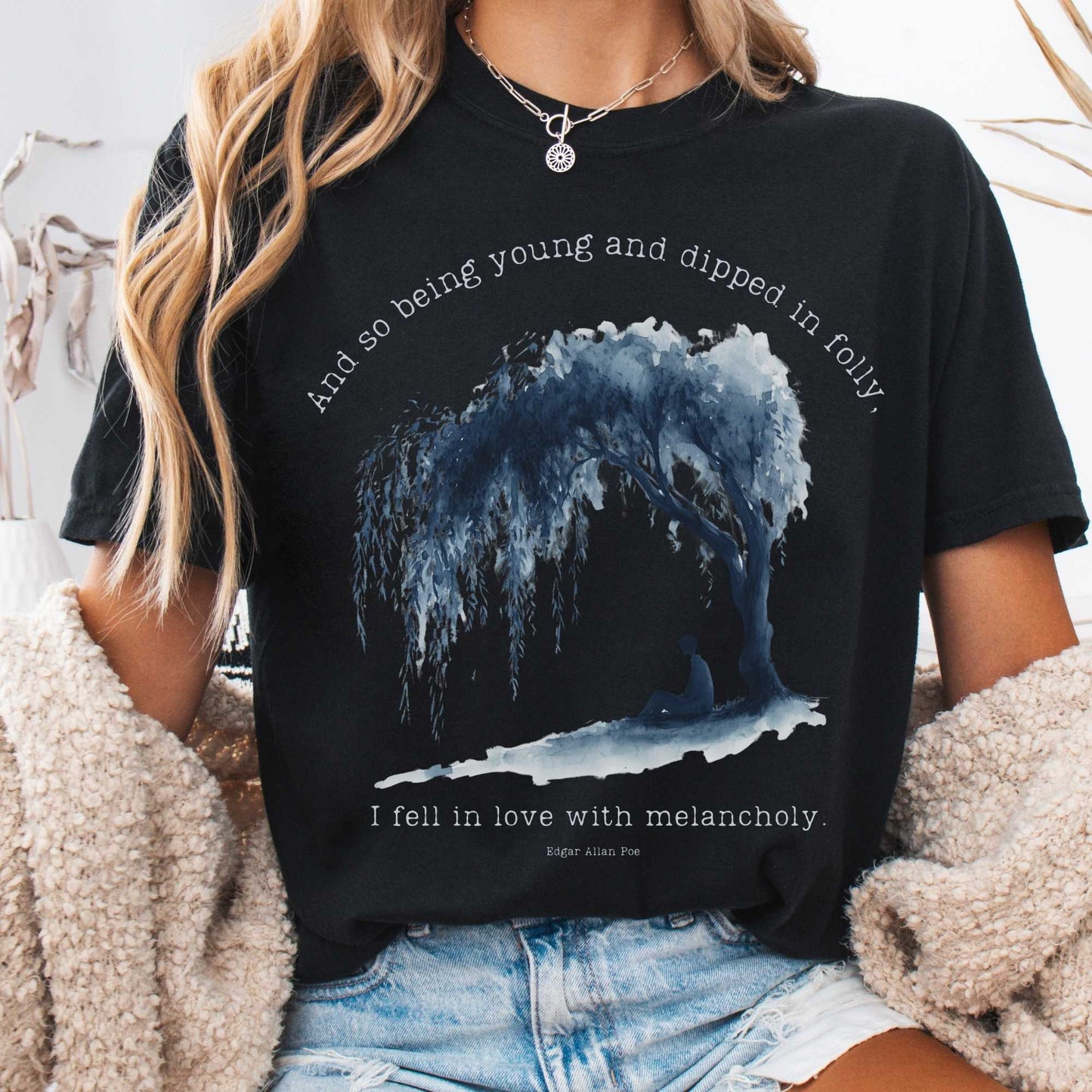 T-Shirt Black / S And So Being Young Edgar Allan Poe Shirt The Mystic Eden