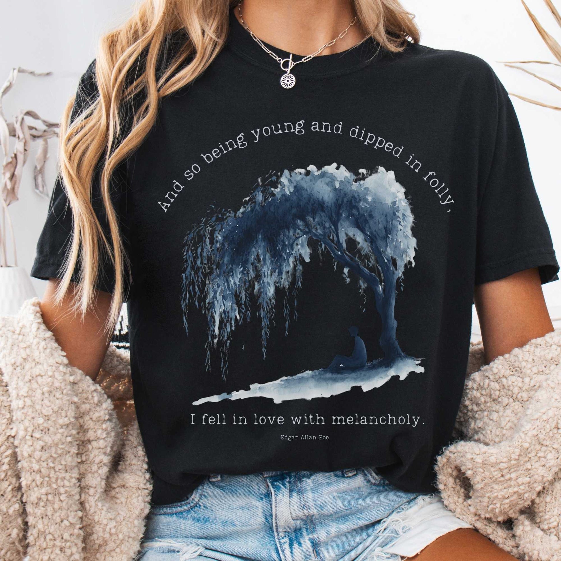 T-Shirt Black / S And So Being Young Edgar Allan Poe Shirt The Mystic Eden