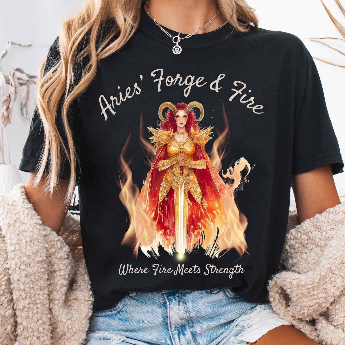 T-Shirt Black / S Aries' Forge & Fire Zodiac Shirt The Mystic Eden
