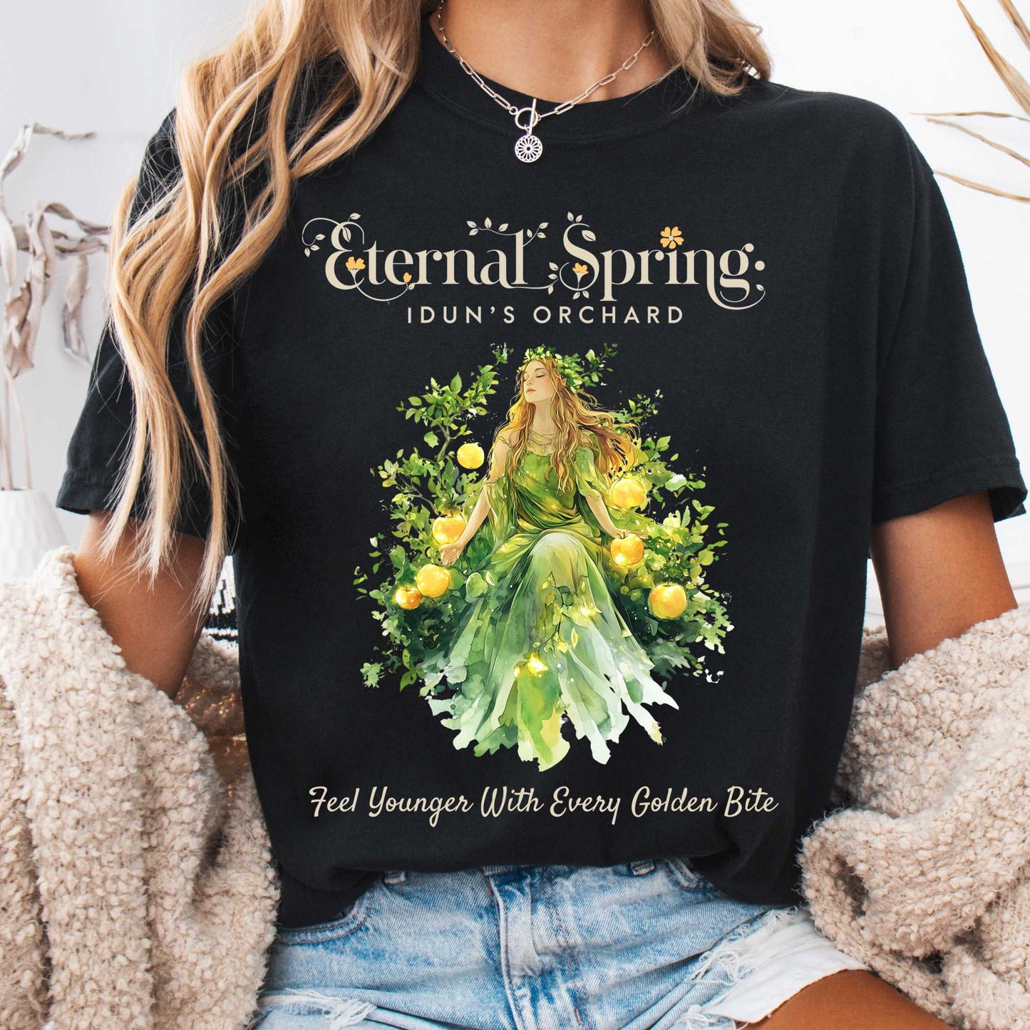 T-Shirt Black / S Eternal Spring Idun's Orchard Norse Goddess Shirt The Mystic Eden