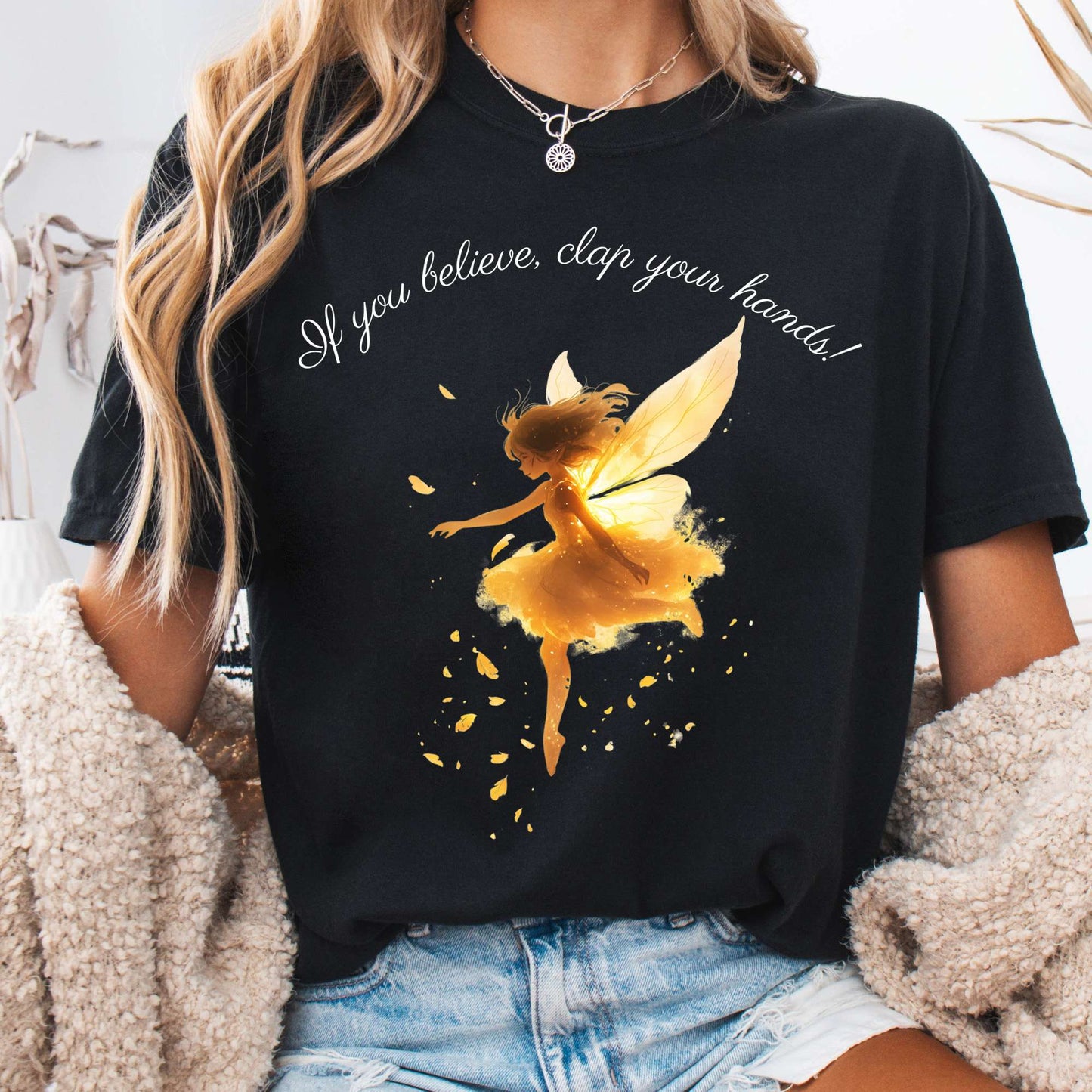 T-Shirt Black / S If You Believe Clap Your Hands Peter Pan Shirt - J M Barrie The Mystic Eden