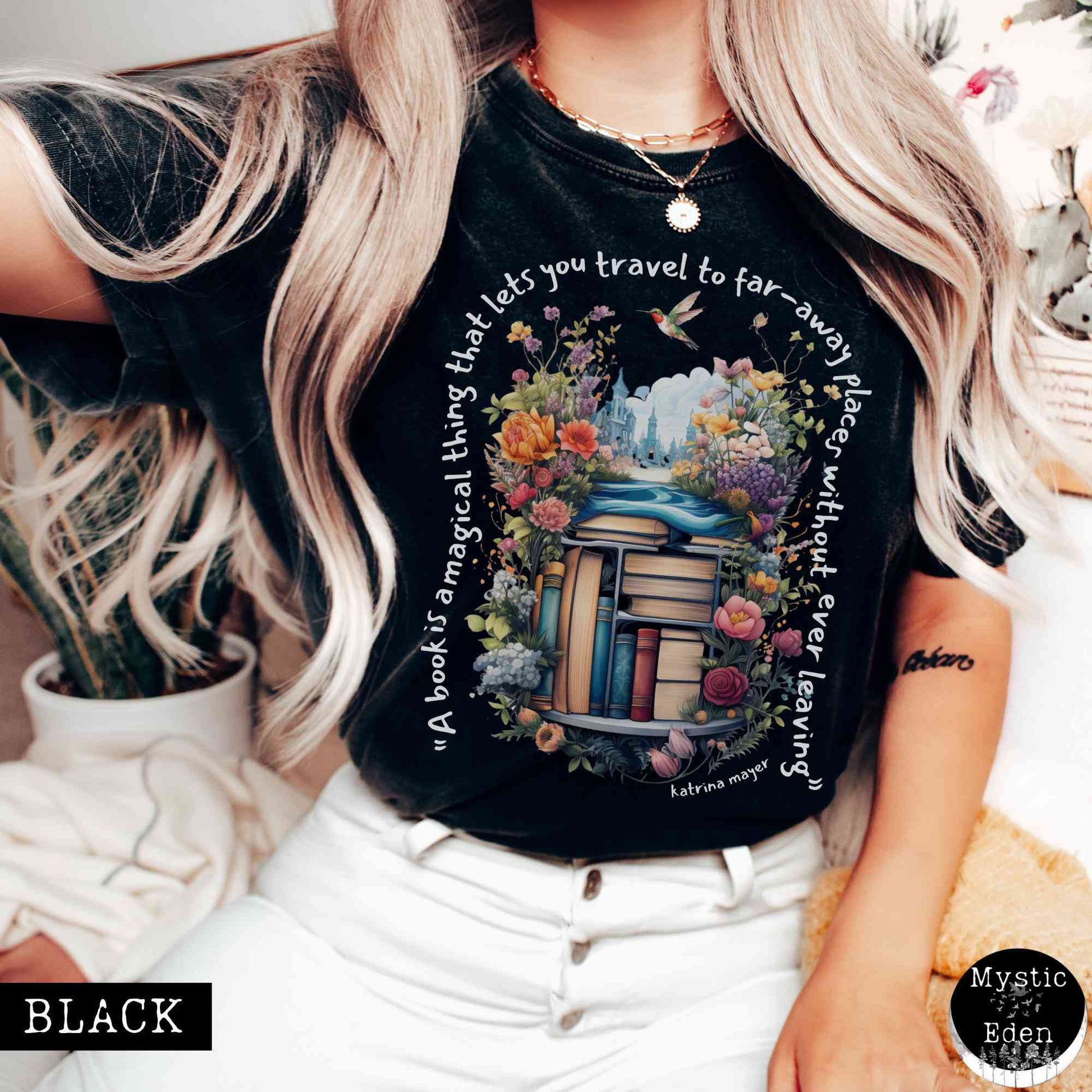 T-Shirt Black / S Magical book shirt comfort colors The Mystic Eden