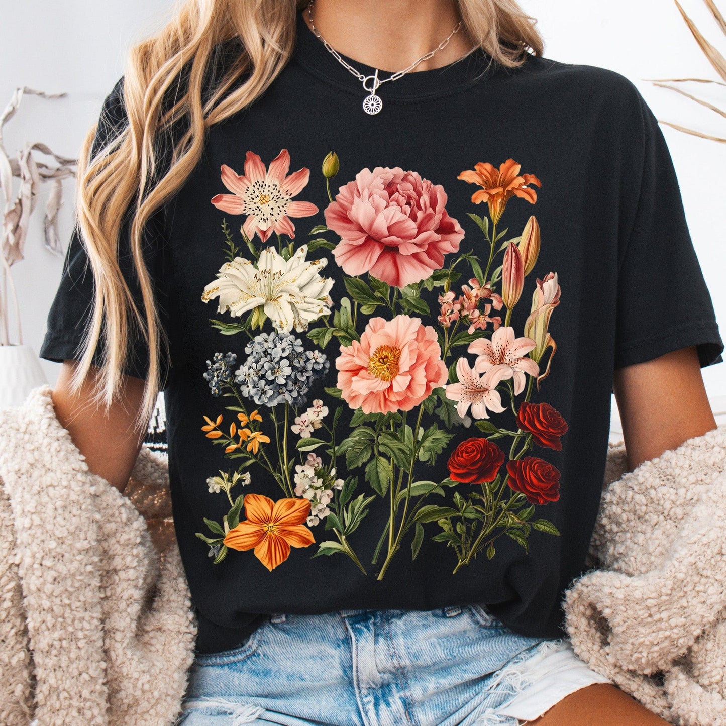 T-Shirt Black / S Mixed Florals Shirt The Mystic Eden