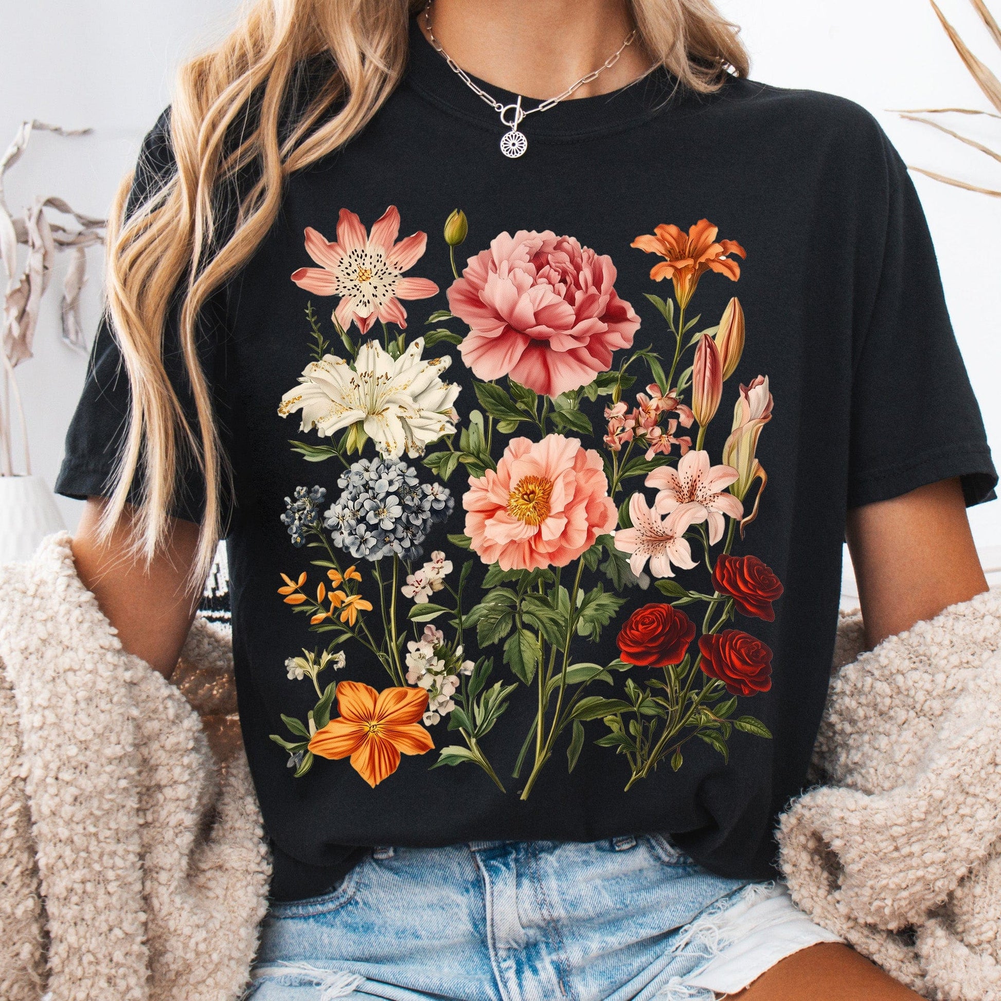 T-Shirt Black / S Mixed Florals Shirt The Mystic Eden