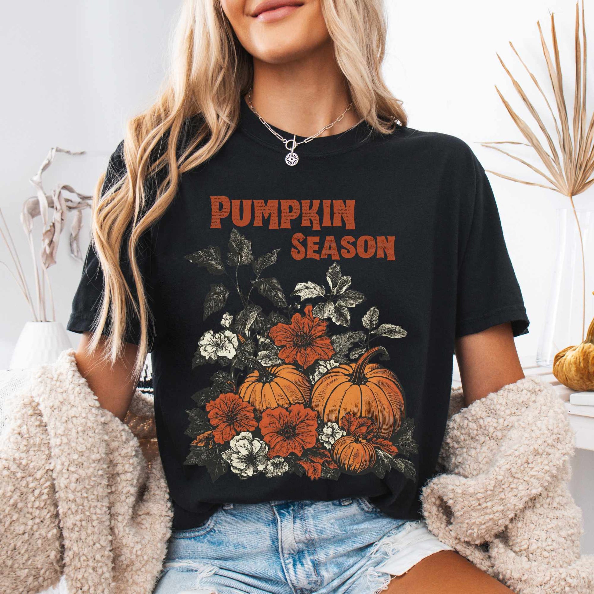 T-Shirt Black / S Pumpkin Season Cottagecore Fall Tee The Mystic Eden