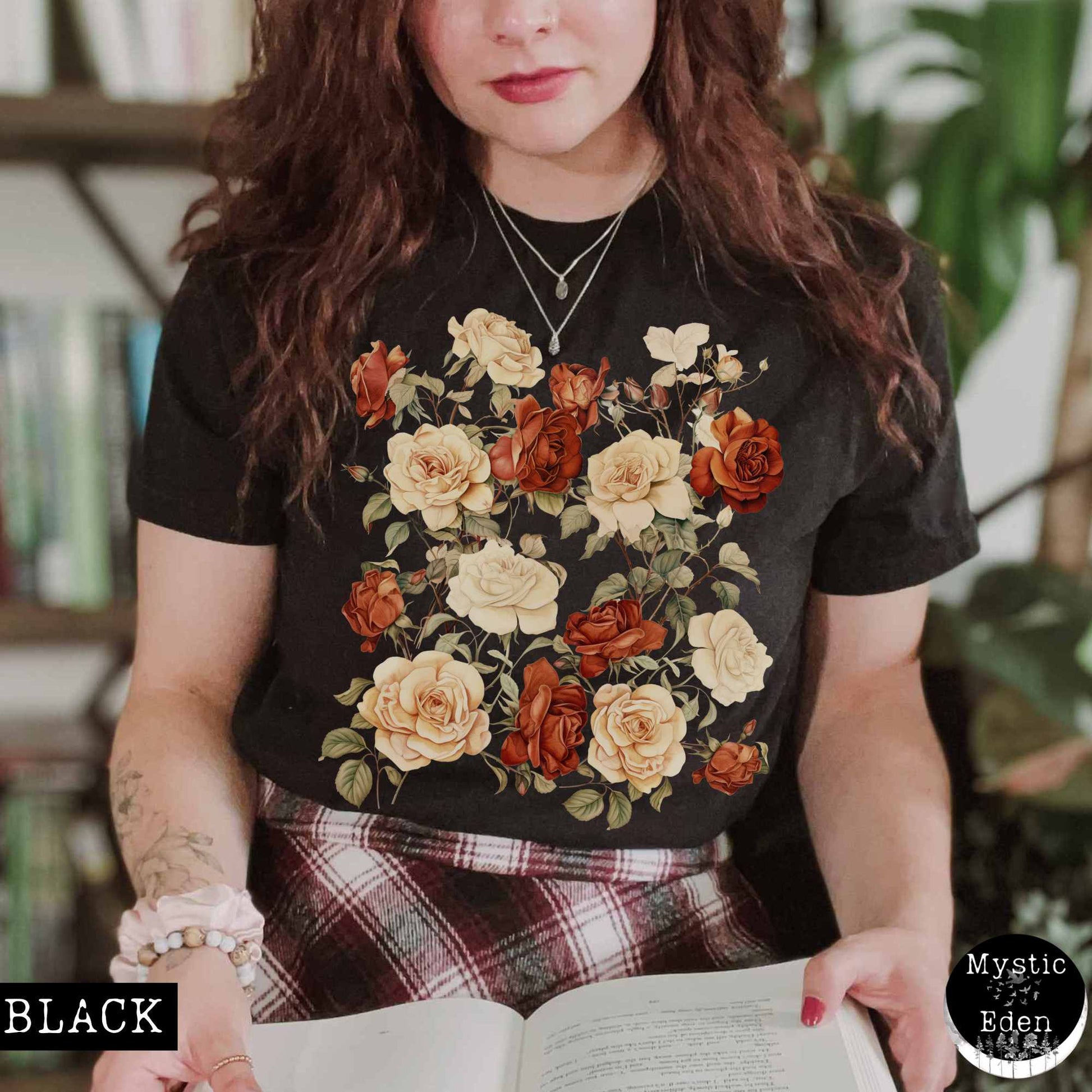 T-Shirt Black / S Rose cottagecore shirt The Mystic Eden