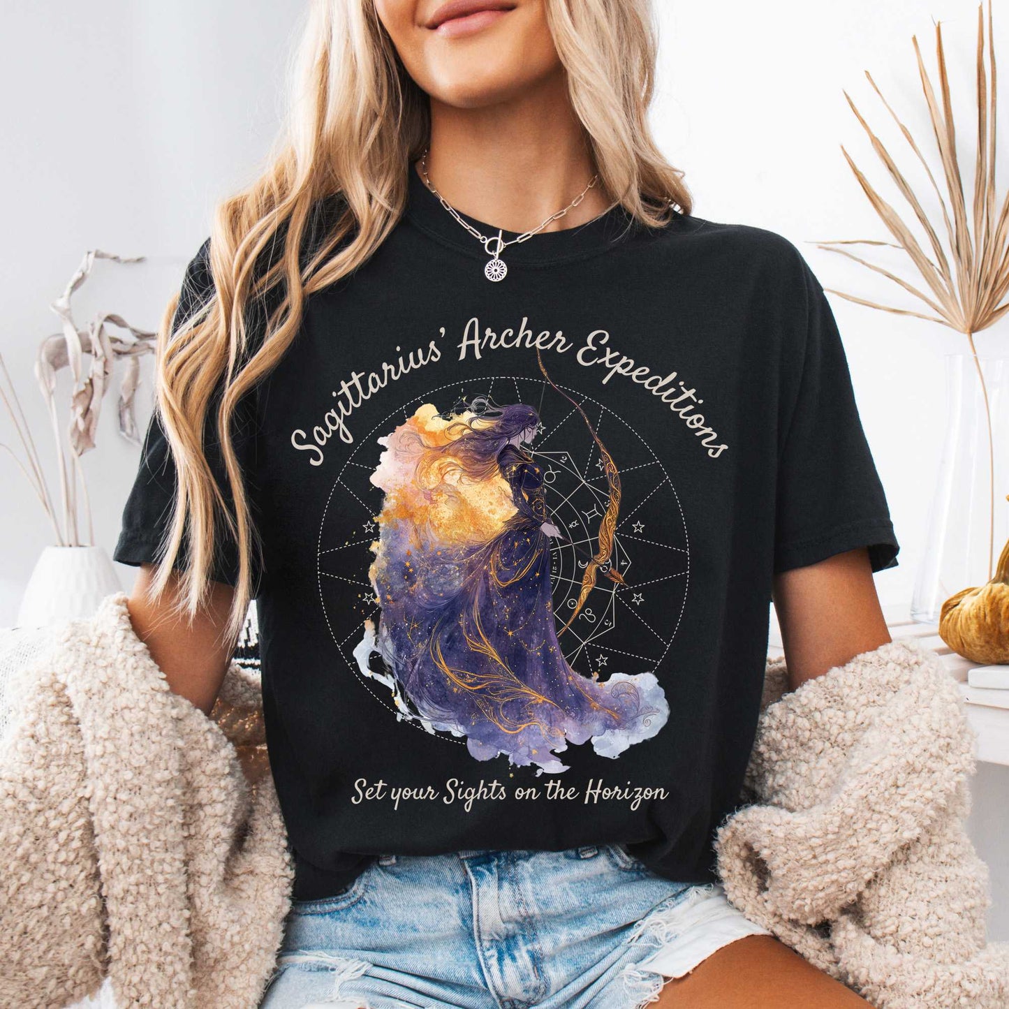 T-Shirt Black / S Sagittarius Archer Expeditions Zodiac Shirt The Mystic Eden