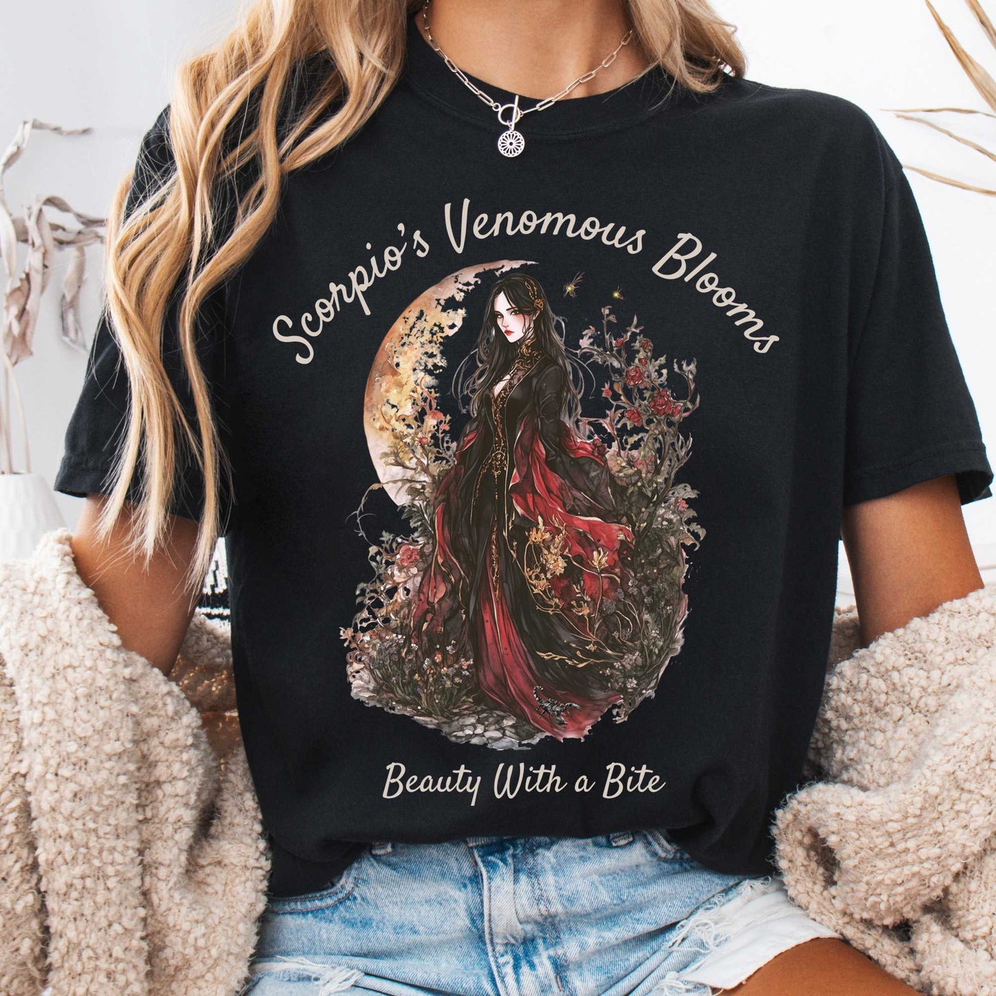 T-Shirt Black / S Scorpio's Venomous Blooms Zodiac Shirt The Mystic Eden