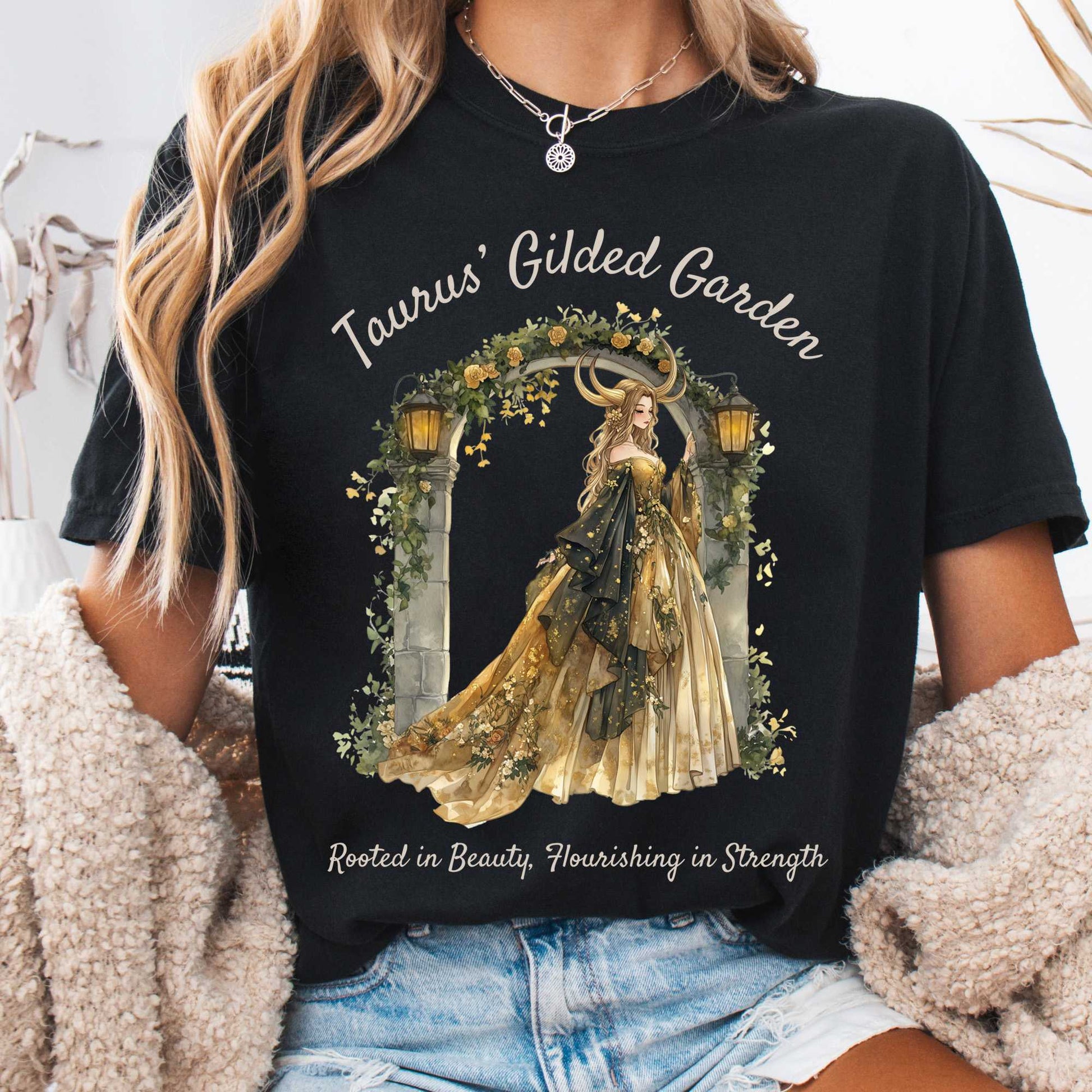 T-Shirt Black / S Taurus' Gilded Garden Zodiac Shirt The Mystic Eden