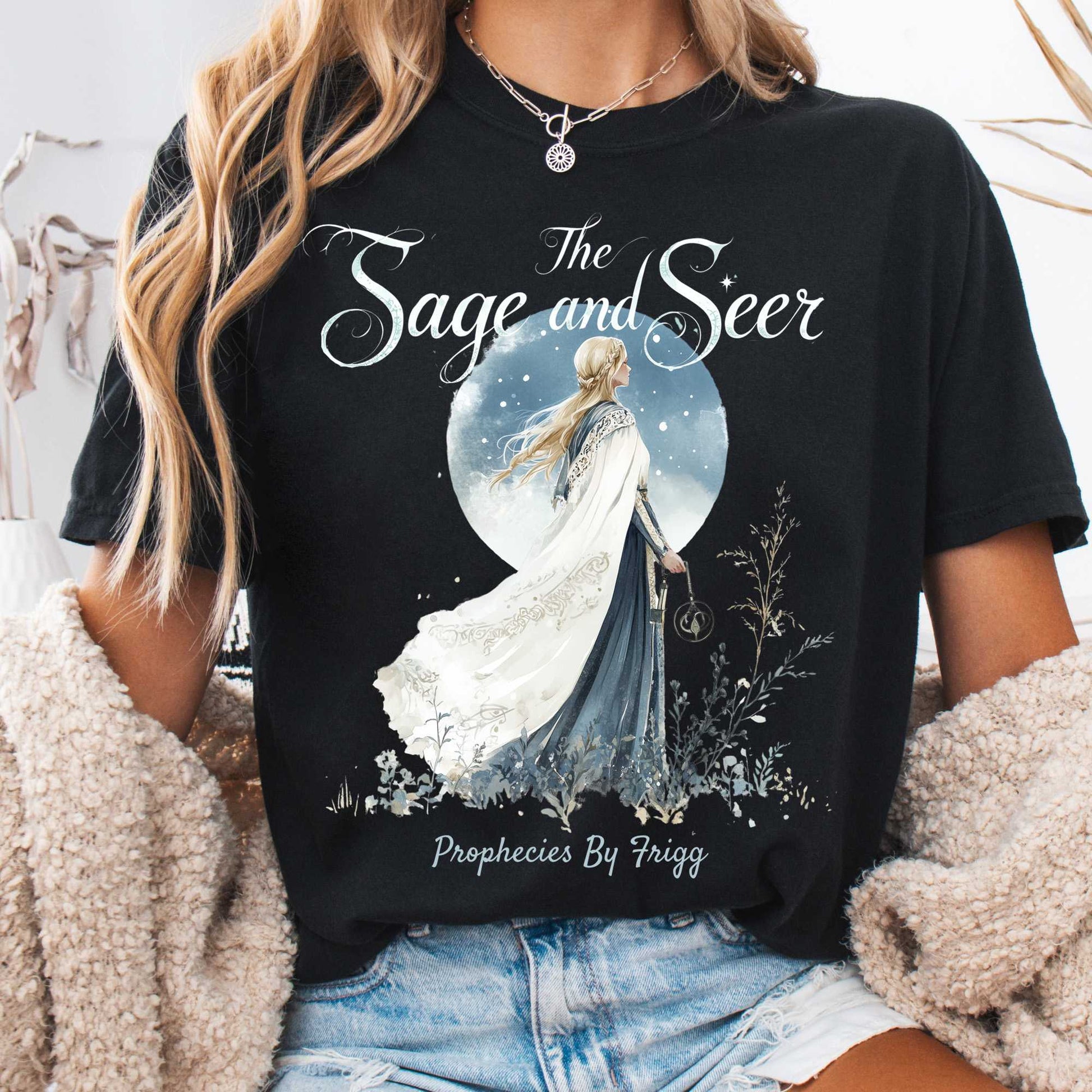 T-Shirt Black / S The Sage and Seer Prophecies by Frigg Norse Goddess Shirt The Mystic Eden