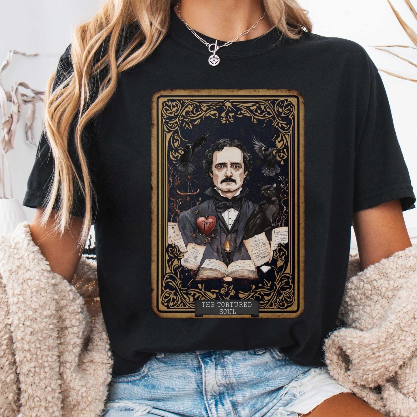 T-Shirt Black / S The Tortured Soul Tarot Card Edgar Allan Poe Shirt The Mystic Eden