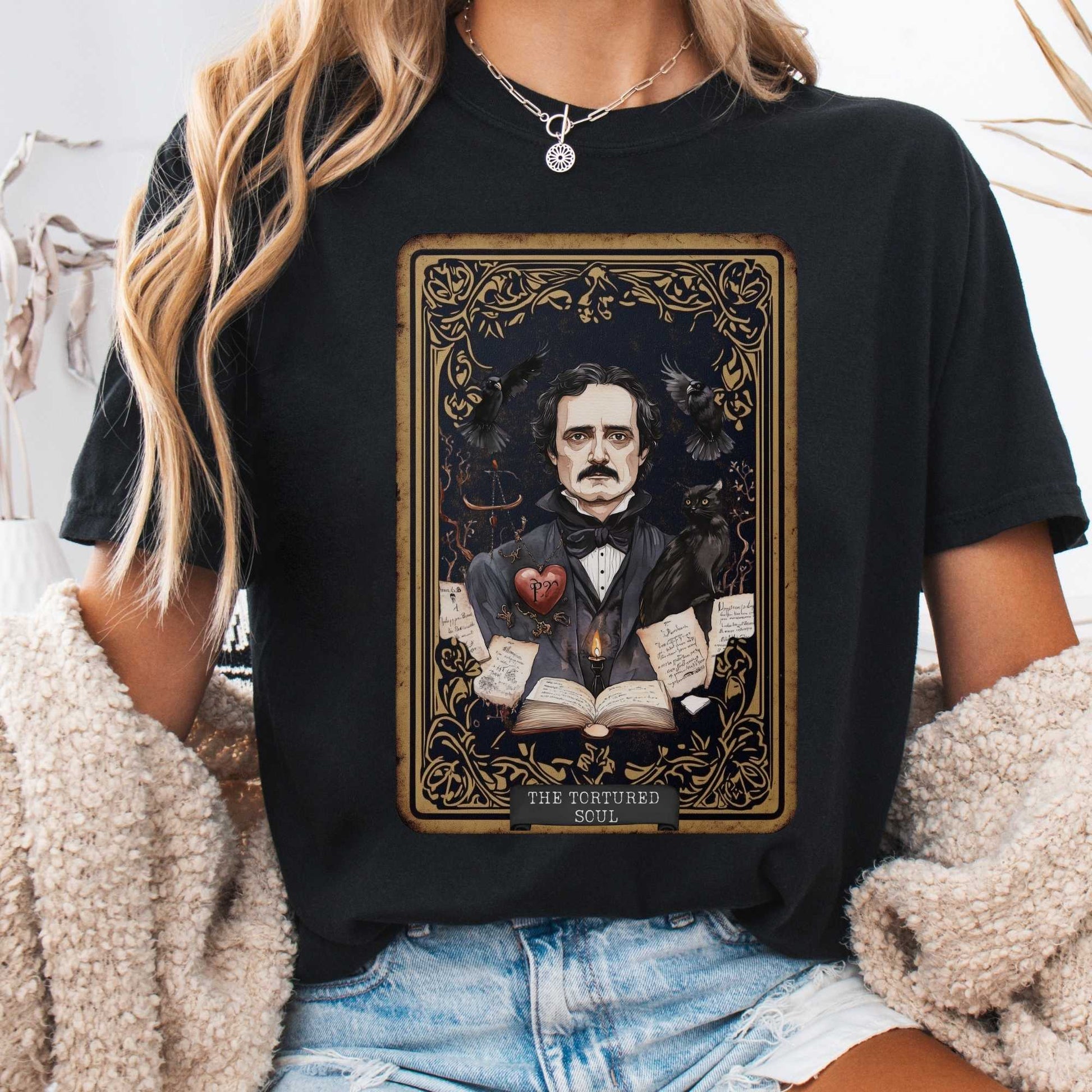T-Shirt Black / S The Tortured Soul Tarot Card Edgar Allan Poe Shirt The Mystic Eden