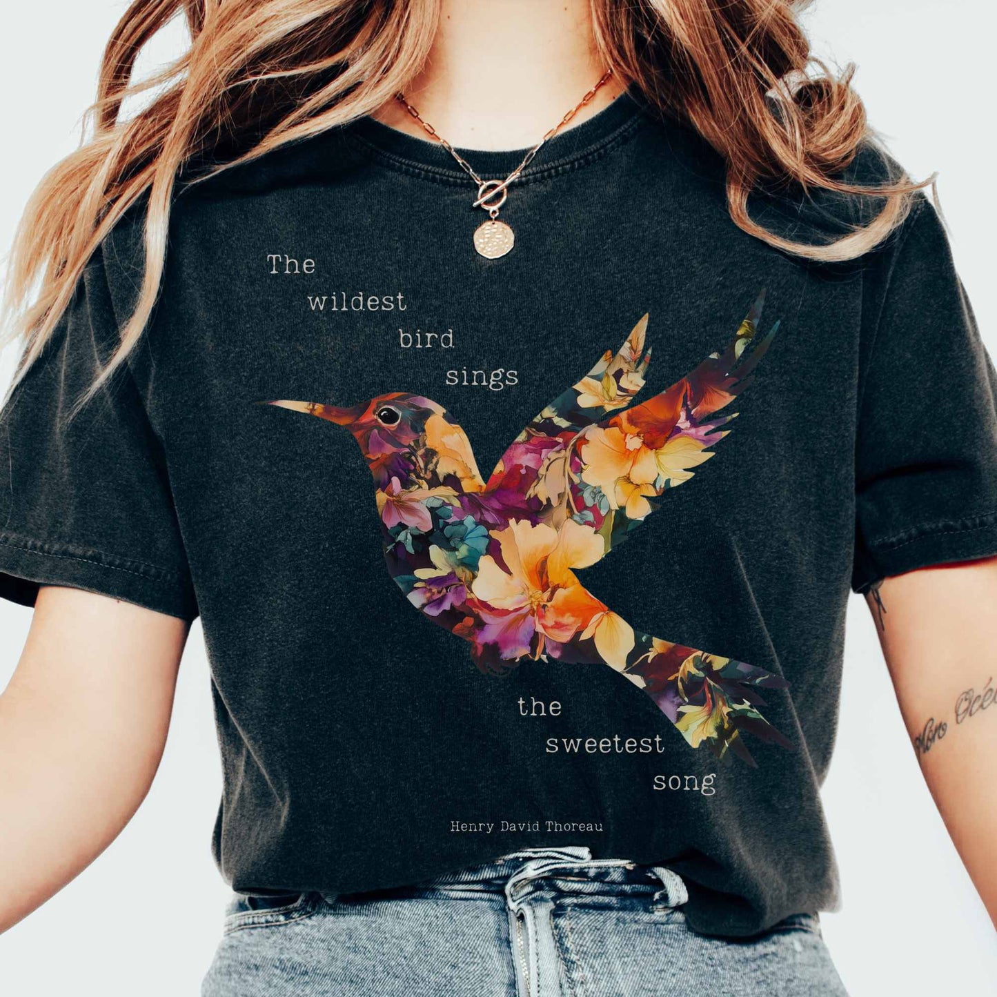 T-Shirt Black / S The wildest bird sings the sweetest song - Henry Thoreau Shirt The Mystic Eden