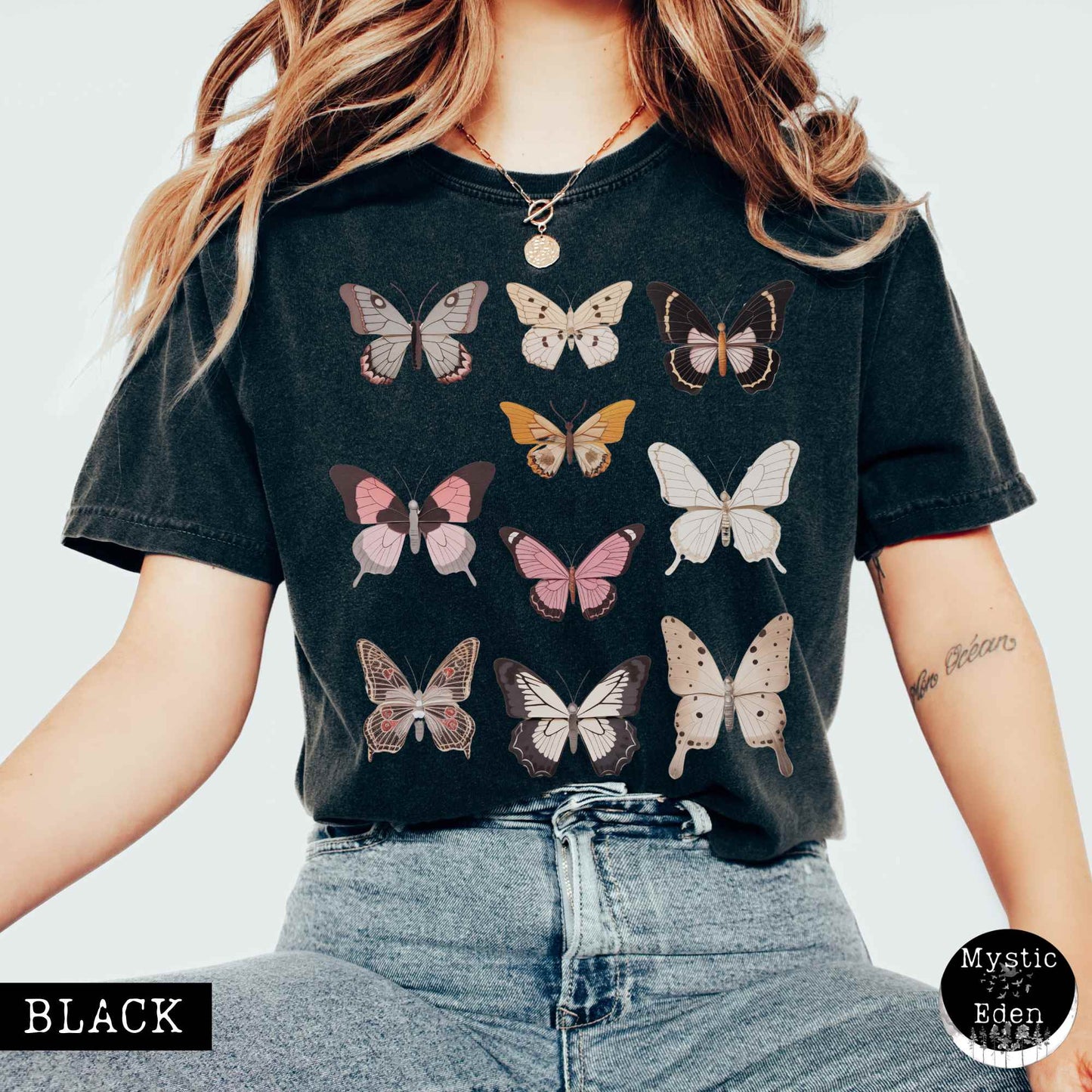 T-Shirt Black / S Vintage butterflies cottagecore shirt The Mystic Eden