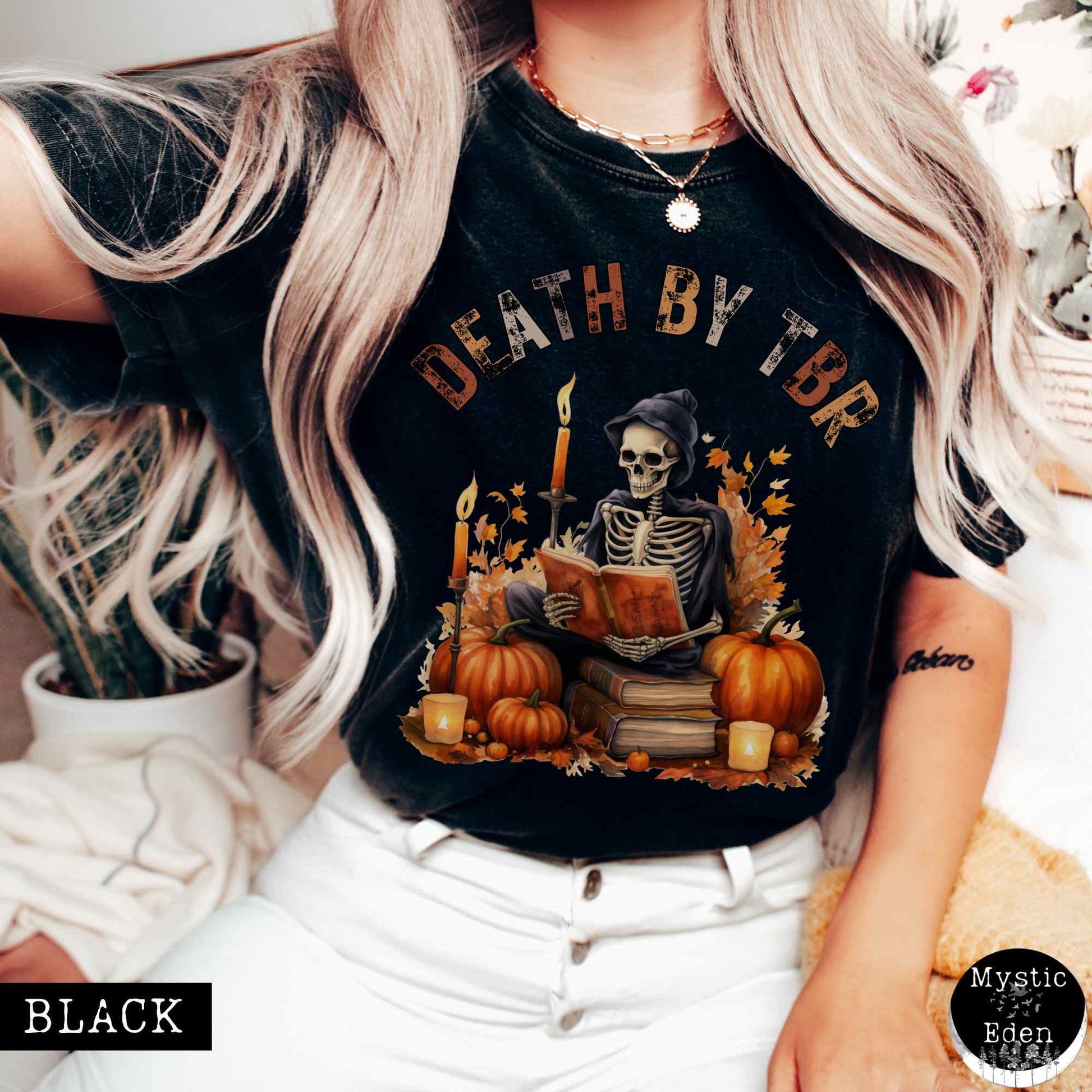 T-Shirt Black / S Vintage Death by TBR Bookish Shirt The Mystic Eden
