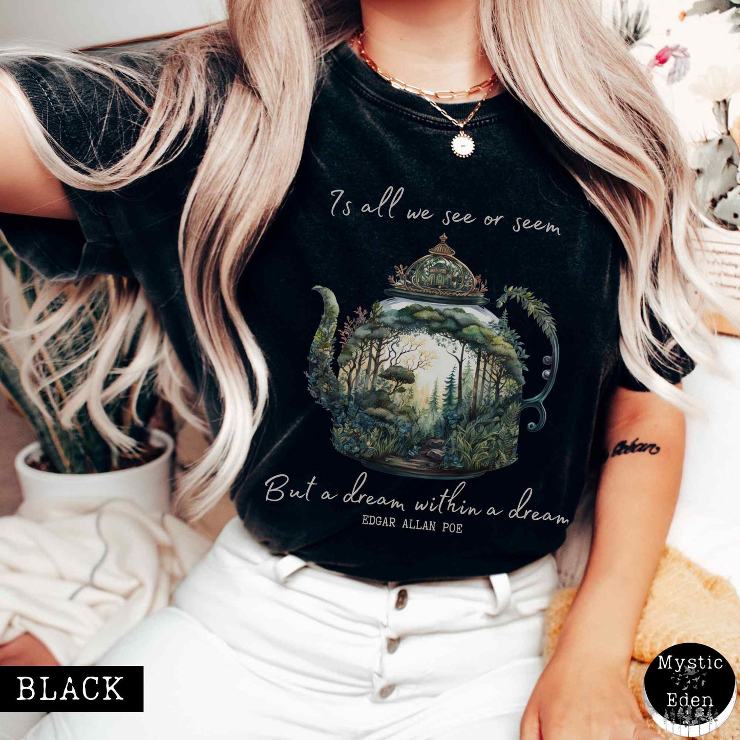 T-Shirt Black / S Vintage Edgar Allan Poe Shirt Dream Within A Dream The Mystic Eden