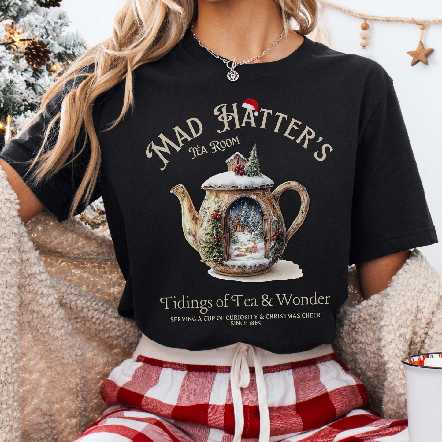 T-Shirt Black / XS Mad Hatter's Tea Room Christmas Edition Tee The Mystic Eden