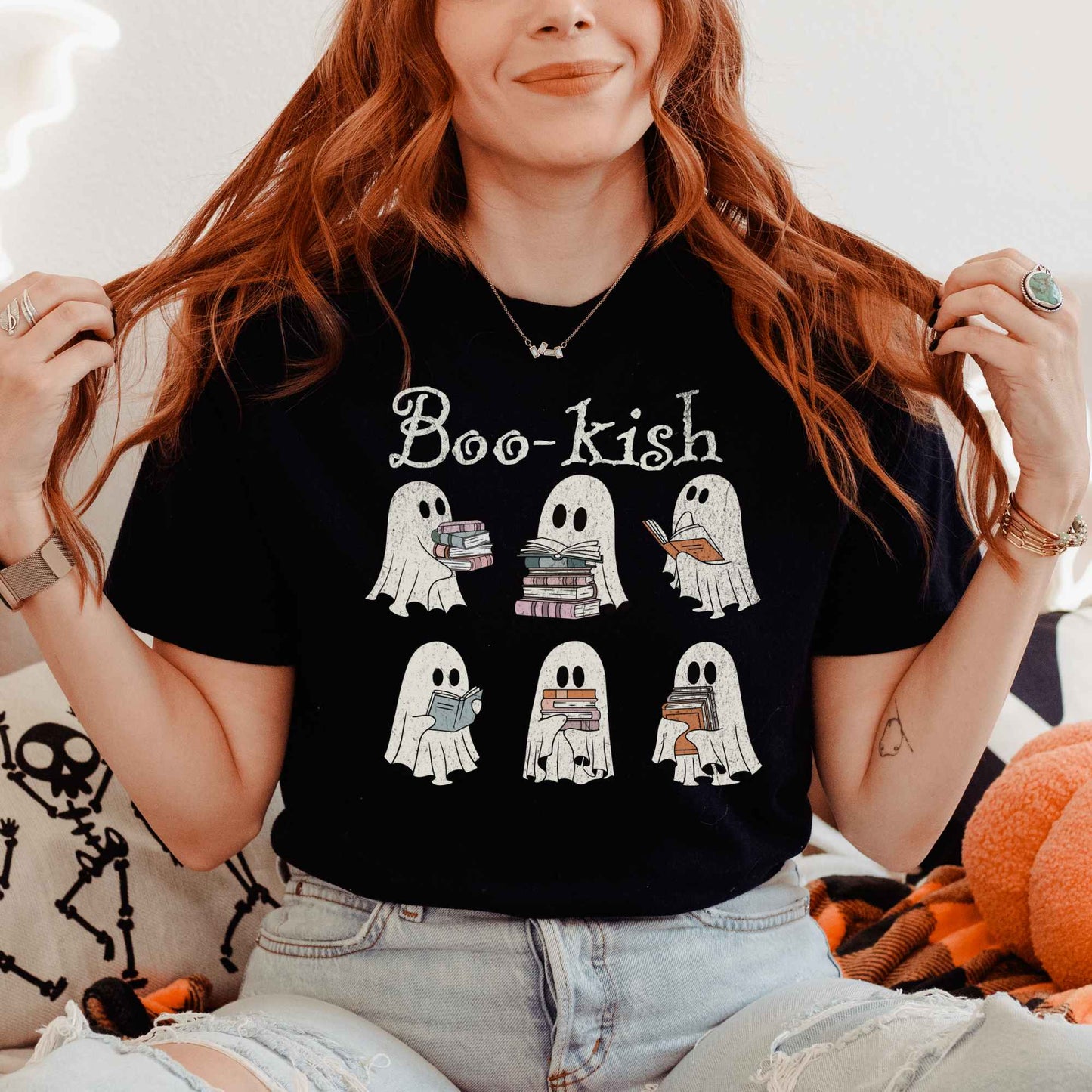 T-Shirt Boo-kish Ghosts Halloween Shirt Book lover Tee The Mystic Eden