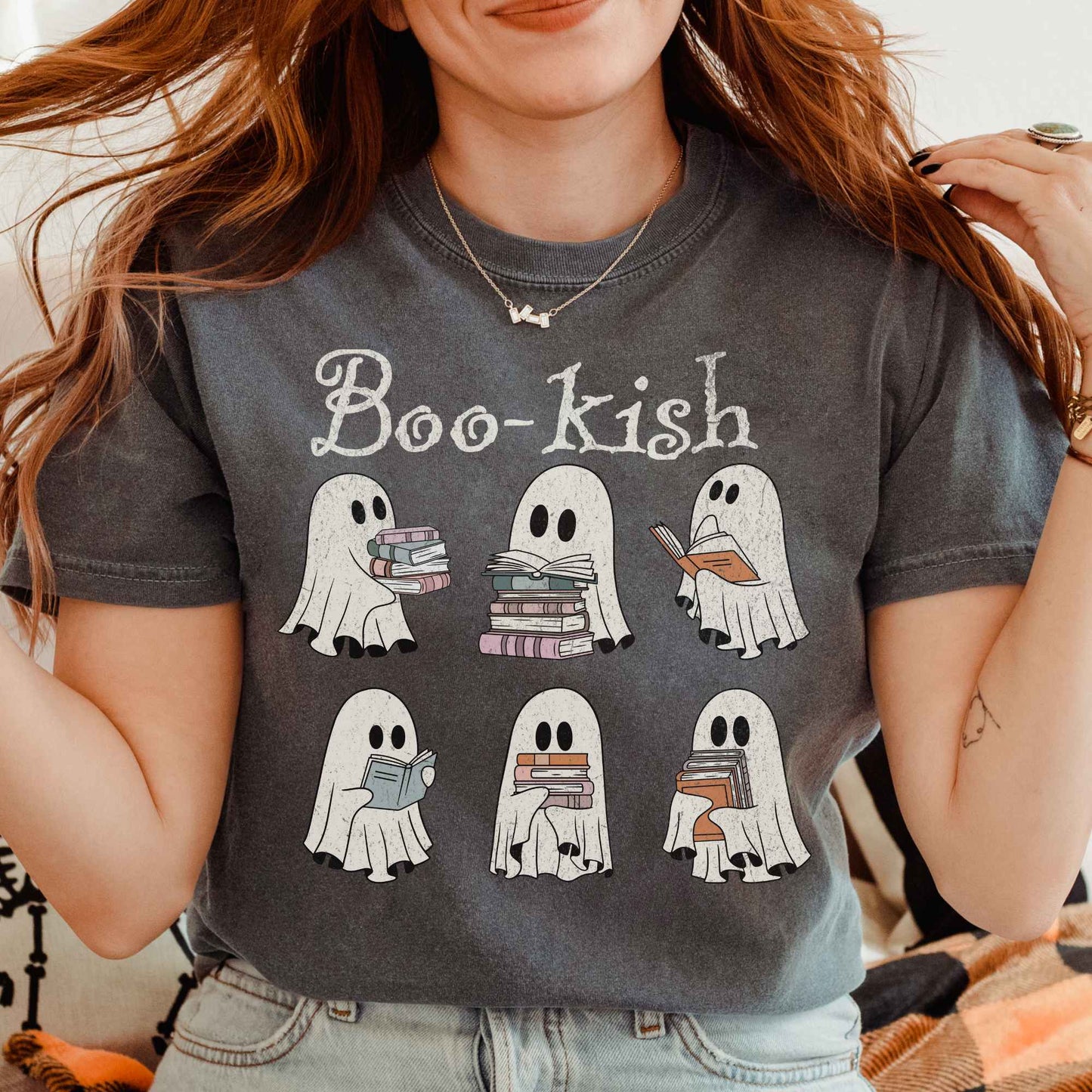 T-Shirt Boo-kish Ghosts Halloween Shirt Book lover Tee The Mystic Eden