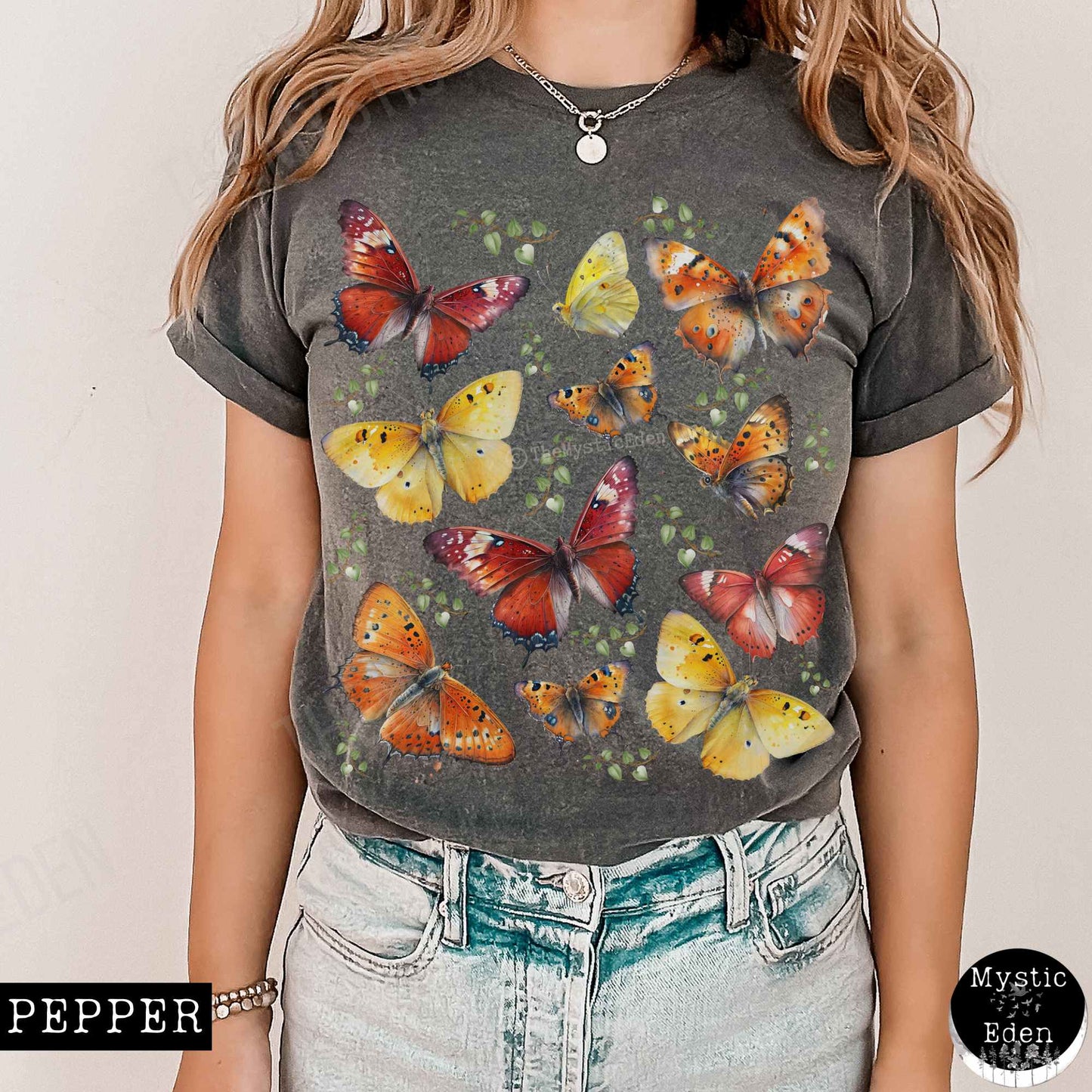 T-Shirt Bright Butterflies Cottagecore T-shirt The Mystic Eden