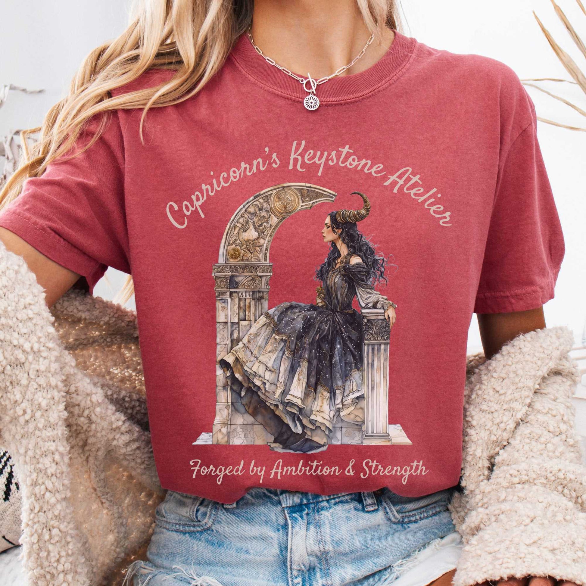 T-Shirt Crimson / S Capricorn's Keystone Ateliers Zodiac Shirt The Mystic Eden