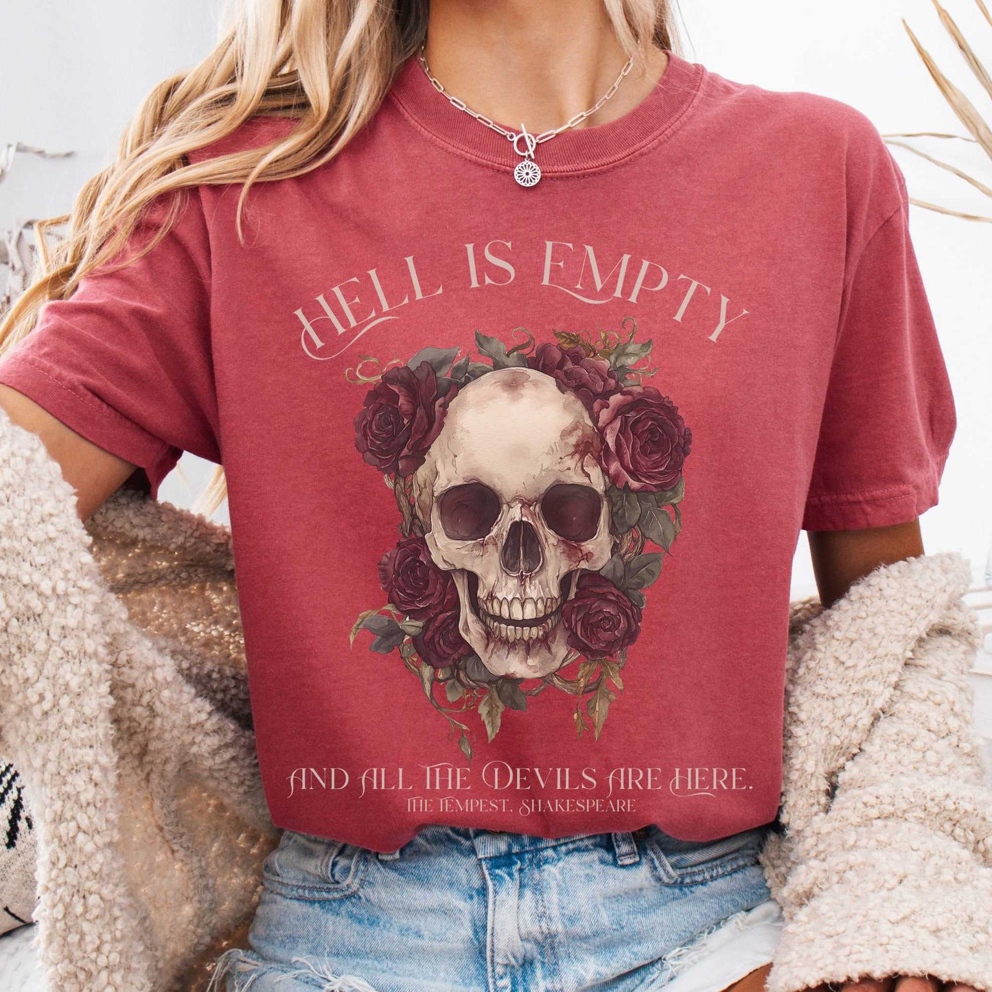 T-Shirt Crimson / S Hell Is Empty And All The Devils Are Here Shakespeare Shirt The Mystic Eden