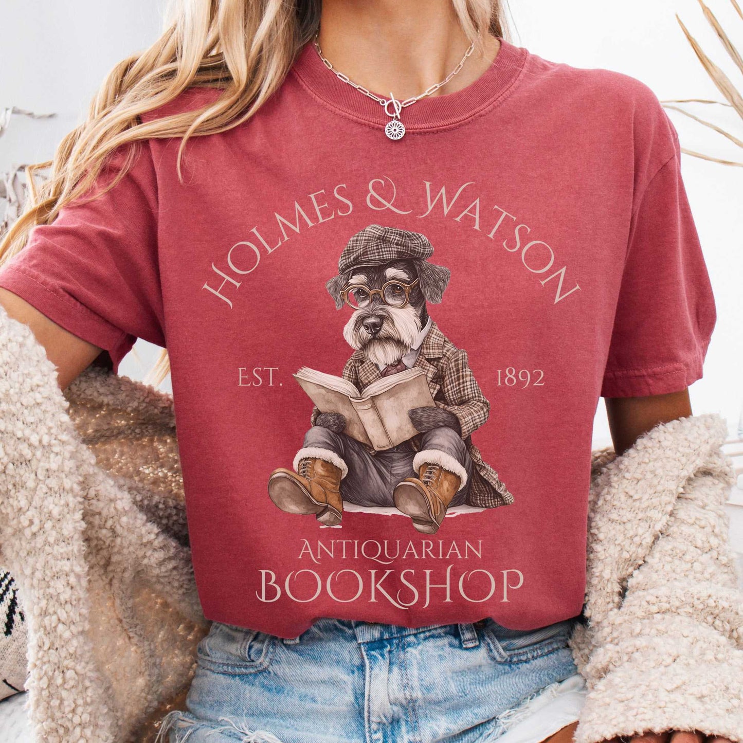 T-Shirt Crimson / S Holmes & Watson Antiquarian Bookshop Sherlock Dog Shirt The Mystic Eden