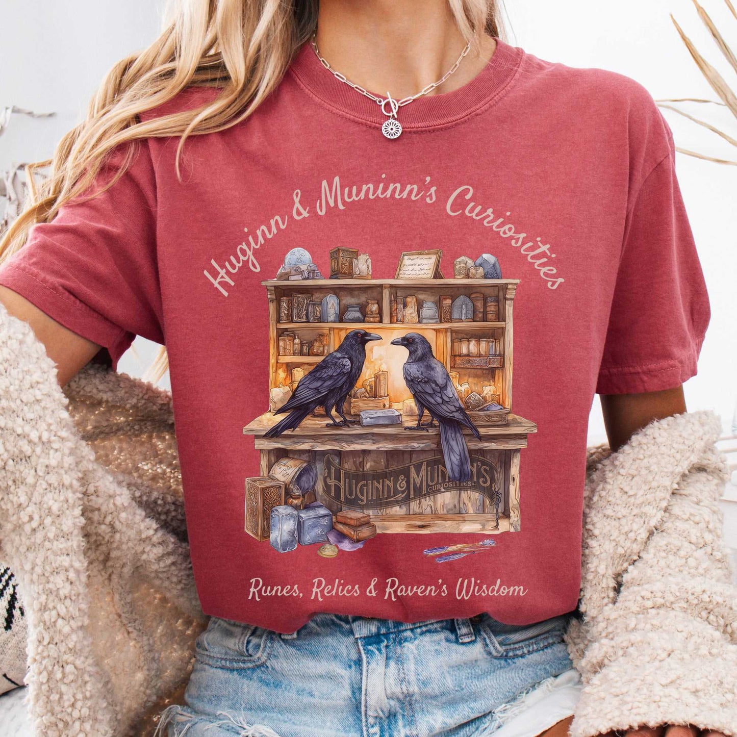 T-Shirt Crimson / S Huginn and Muninn's Curiosities Norse Gods Shirt The Mystic Eden