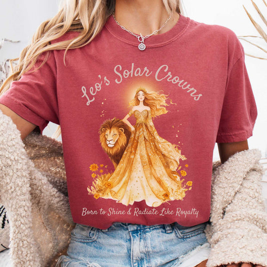 T-Shirt Crimson / S Leo's Solar Crowns Zodiac Shirt The Mystic Eden
