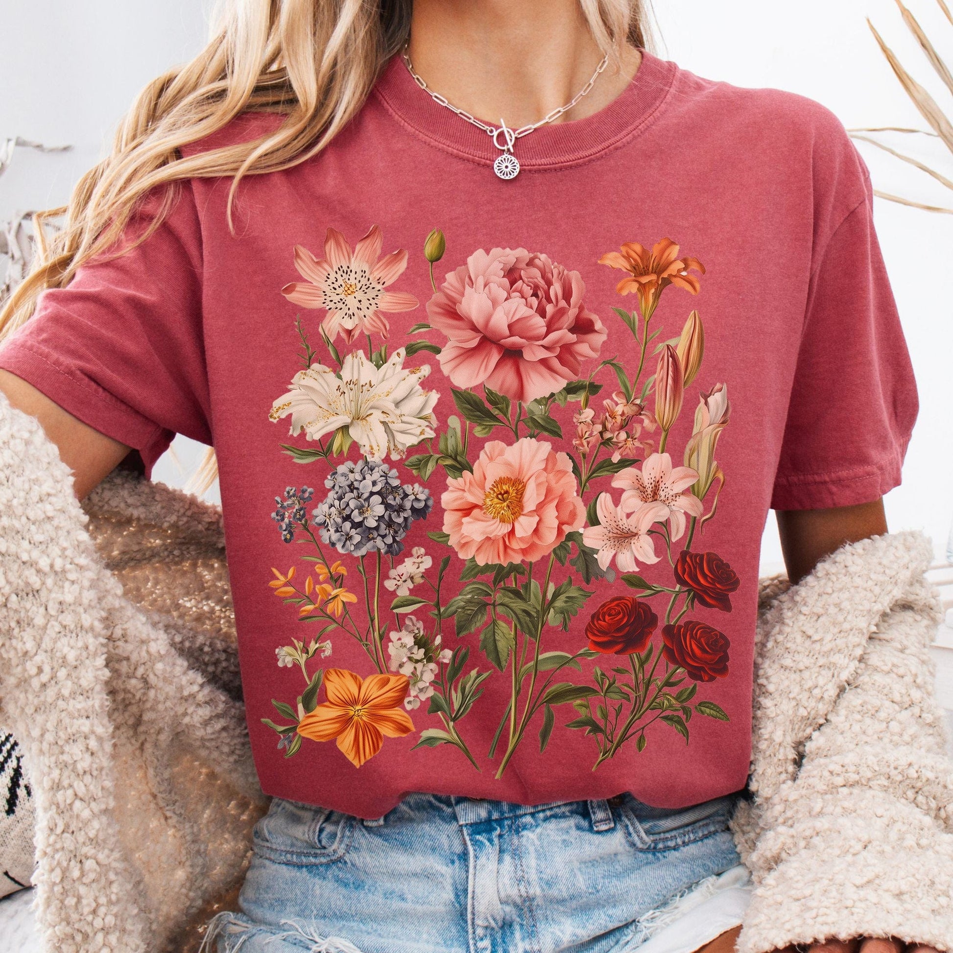 T-Shirt Crimson / S Mixed Florals Shirt The Mystic Eden