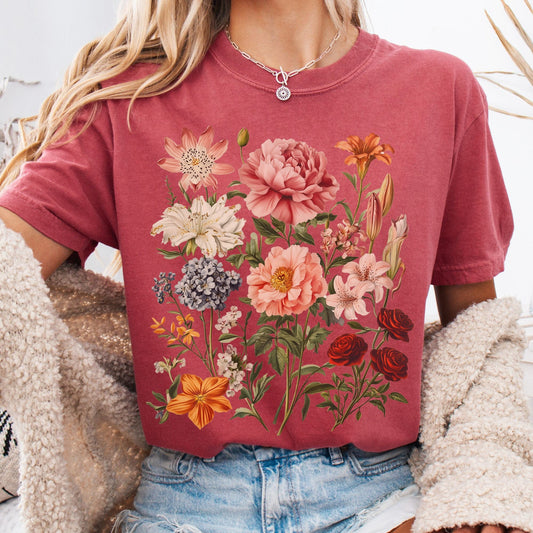T-Shirt Crimson / S Mixed Florals Shirt The Mystic Eden