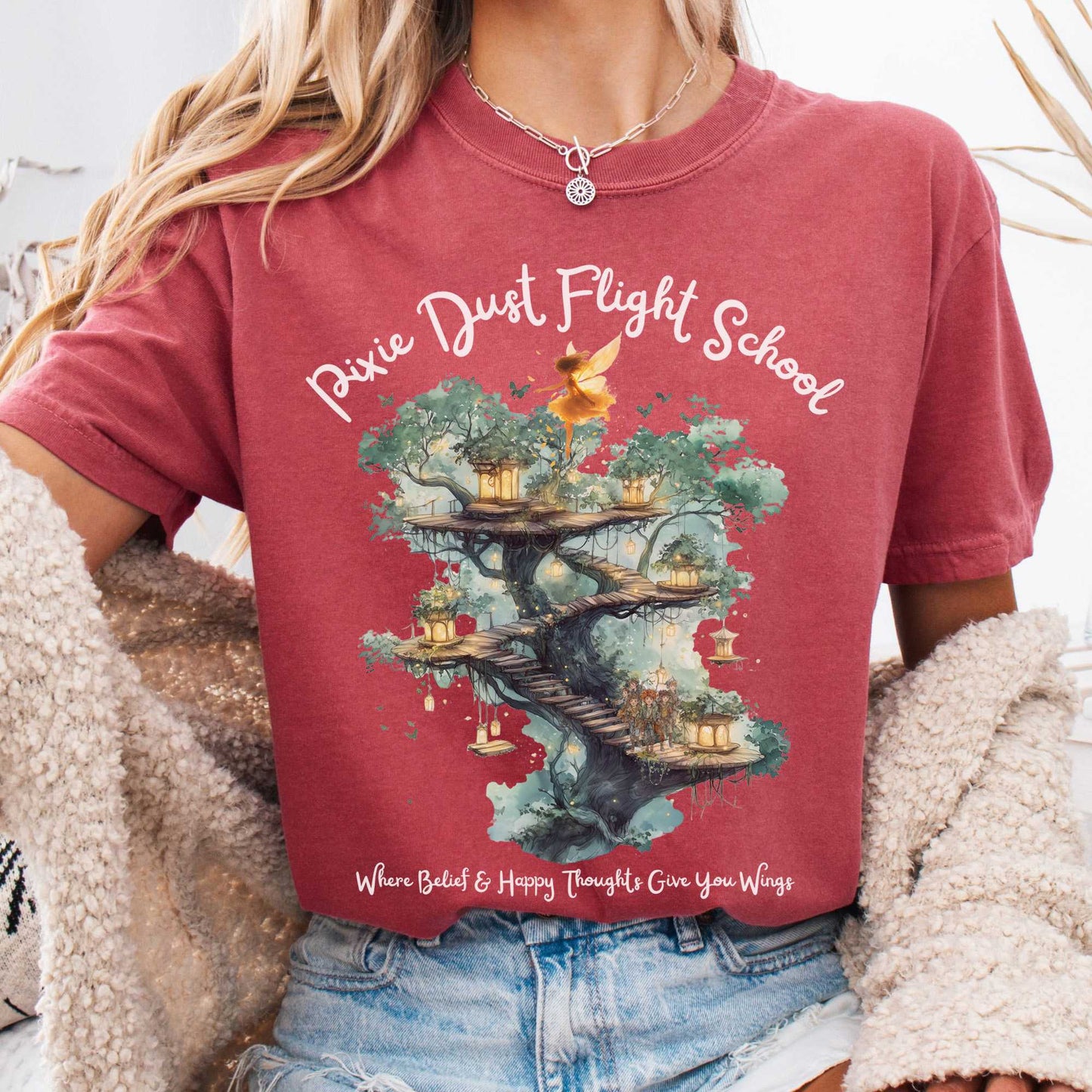 T-Shirt Crimson / S Pixie Dust Flight School Peter Pan Shirt - J M Barrie The Mystic Eden