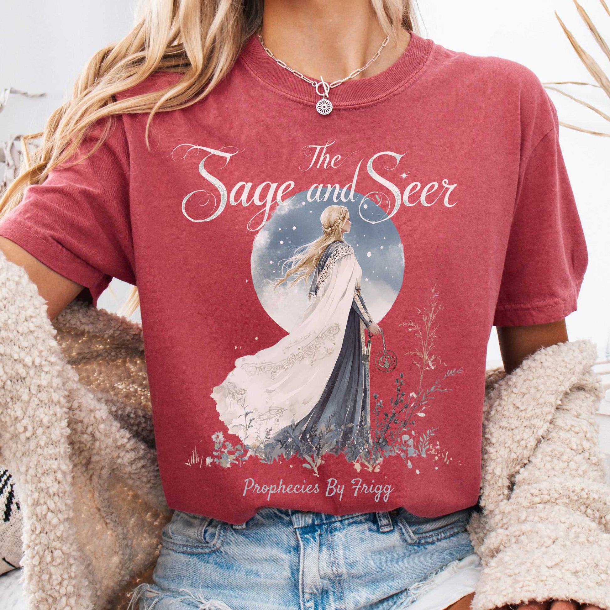 T-Shirt Crimson / S The Sage and Seer Prophecies by Frigg Norse Goddess Shirt The Mystic Eden