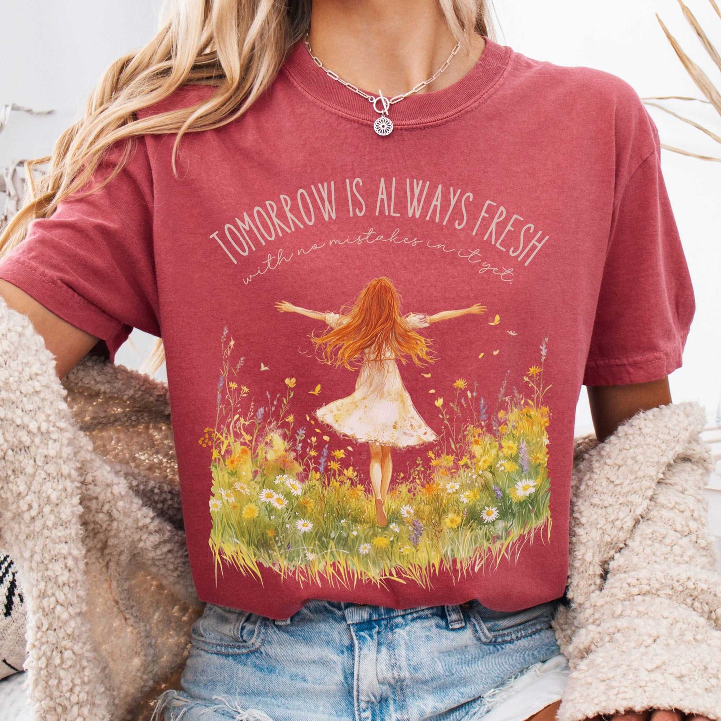 T-Shirt Crimson / S Tomorrow is Always Fresh With No Mistakes Anne of Green Gables Shirt The Mystic Eden