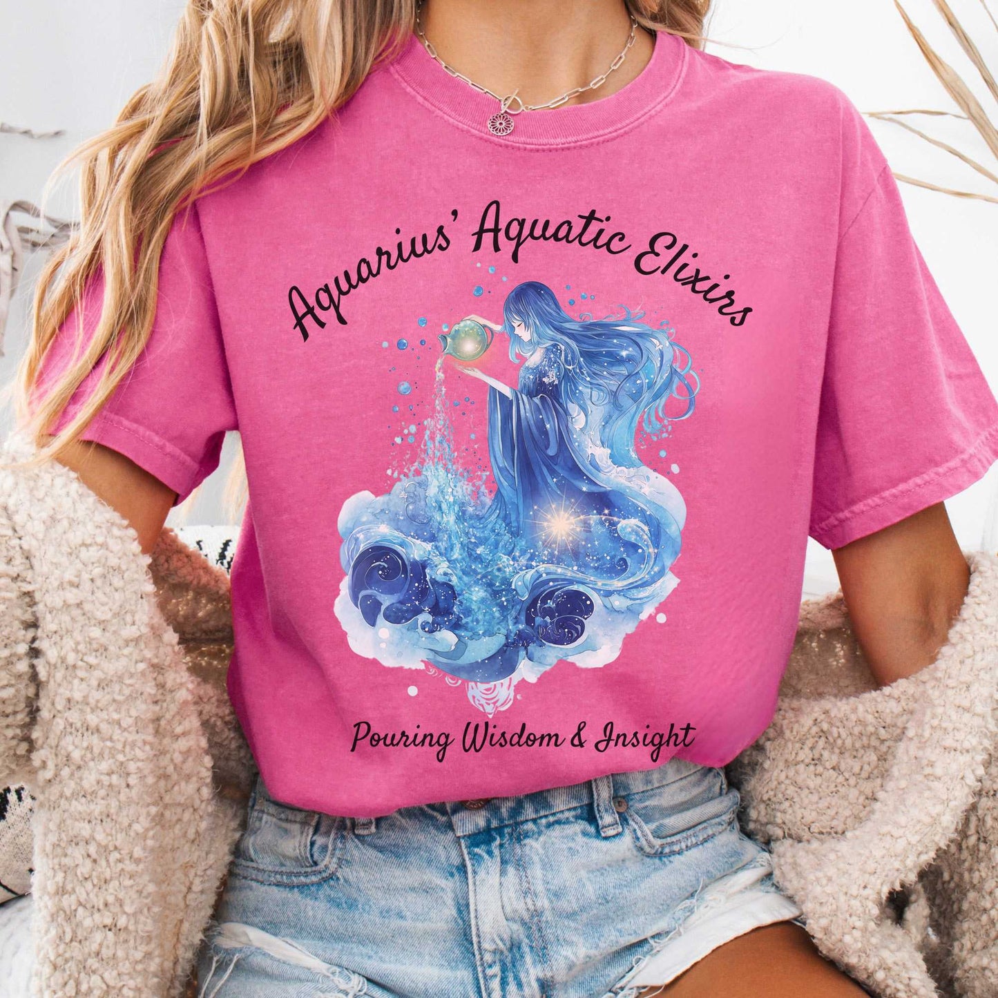 T-Shirt Crunchberry / S Aquarius Aquatic Elixirs Zodiac Shirt The Mystic Eden
