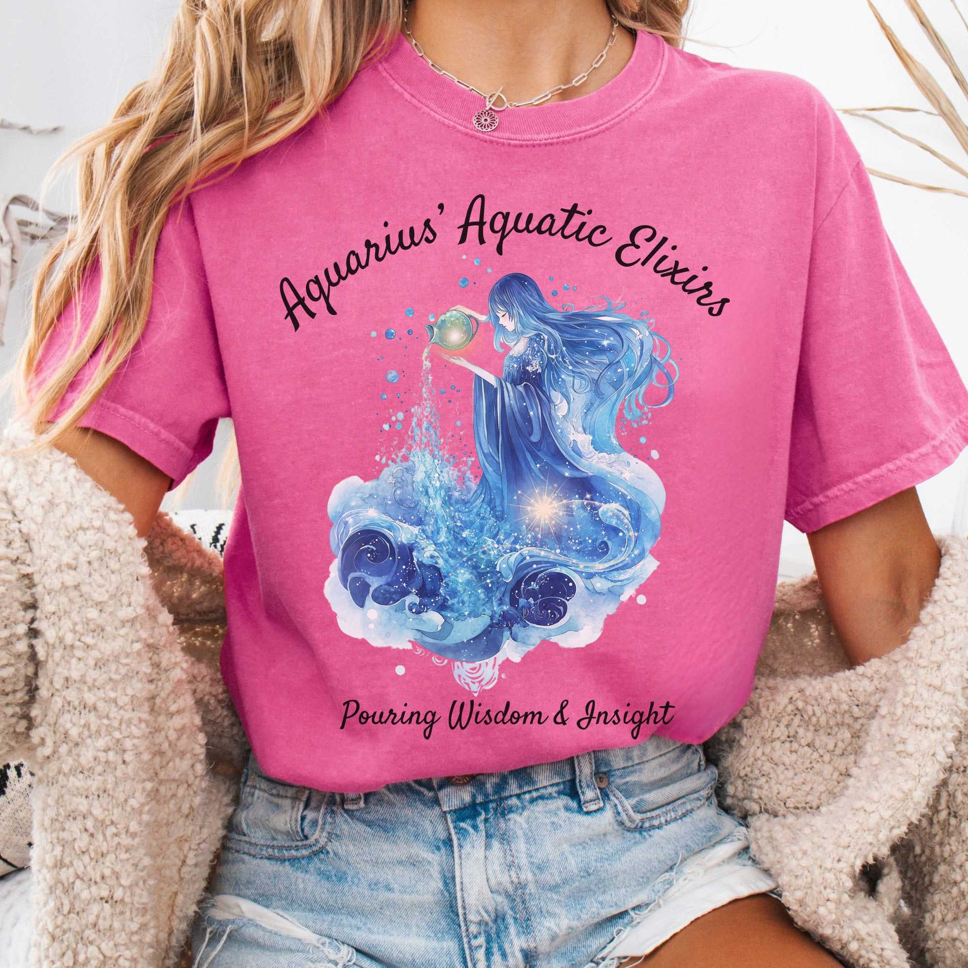 T-Shirt Crunchberry / S Aquarius Aquatic Elixirs Zodiac Shirt The Mystic Eden
