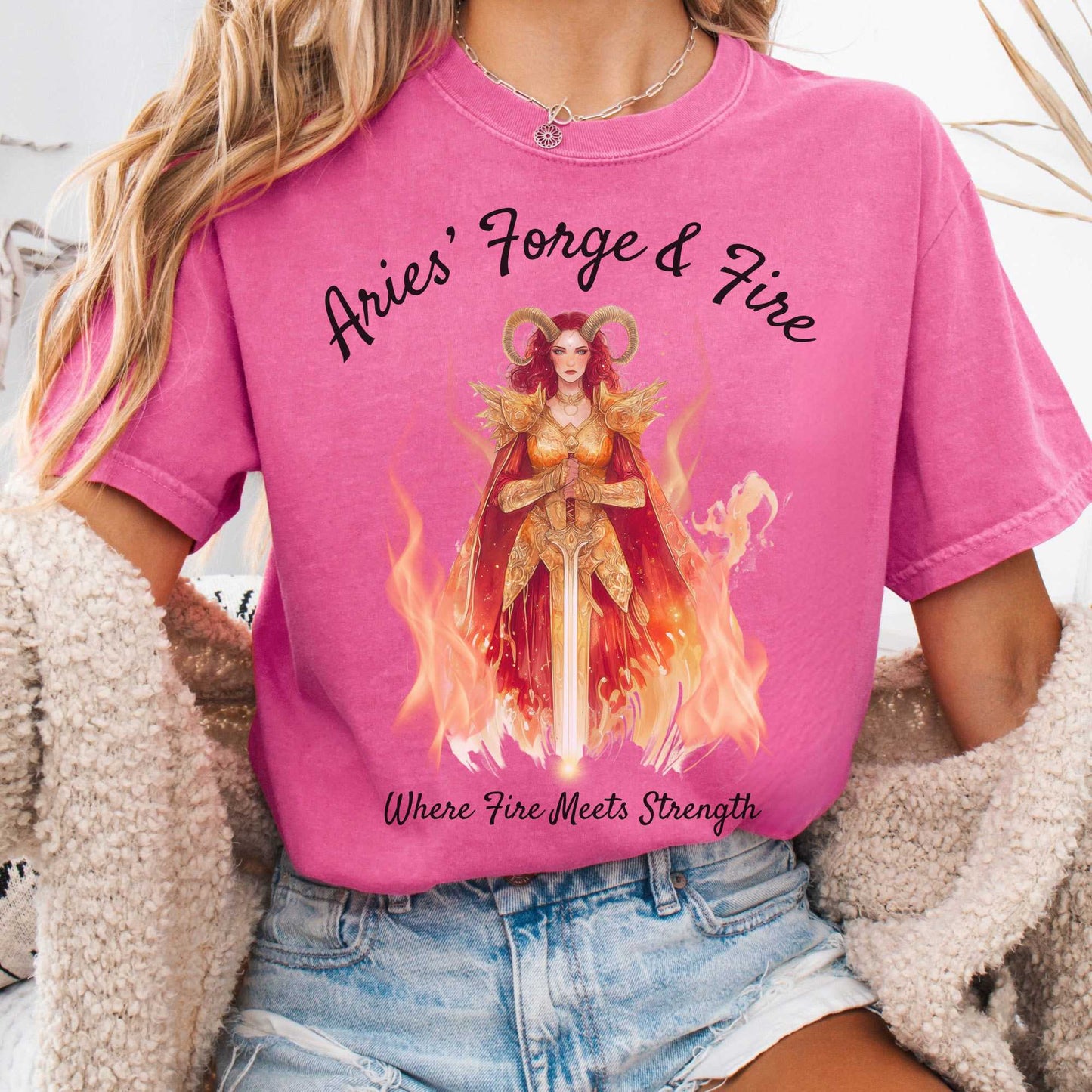 T-Shirt Crunchberry / S Aries' Forge & Fire Zodiac Shirt The Mystic Eden