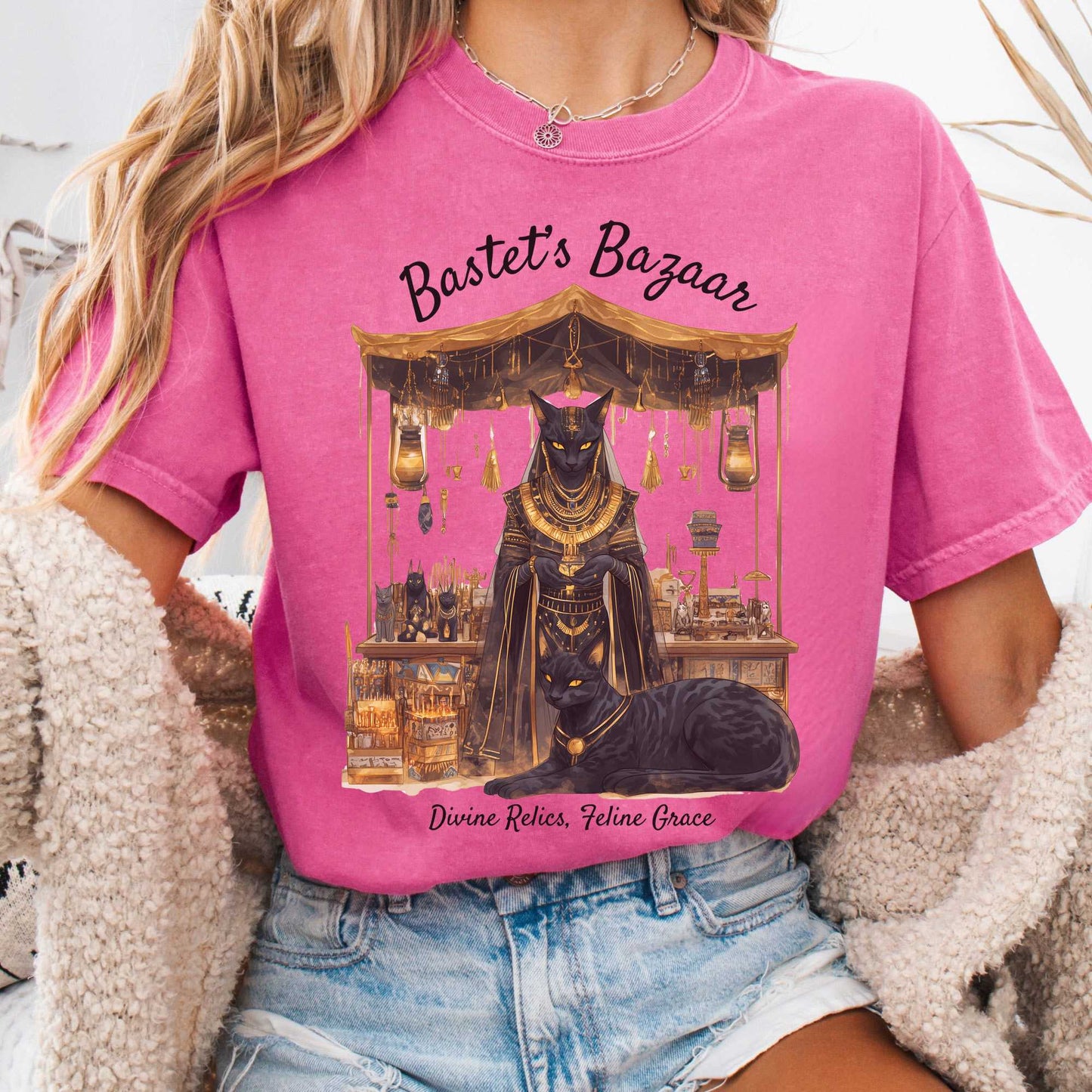 T-Shirt Crunchberry / S Bastet's Bazaar Egyptian Goddess Shirt The Mystic Eden