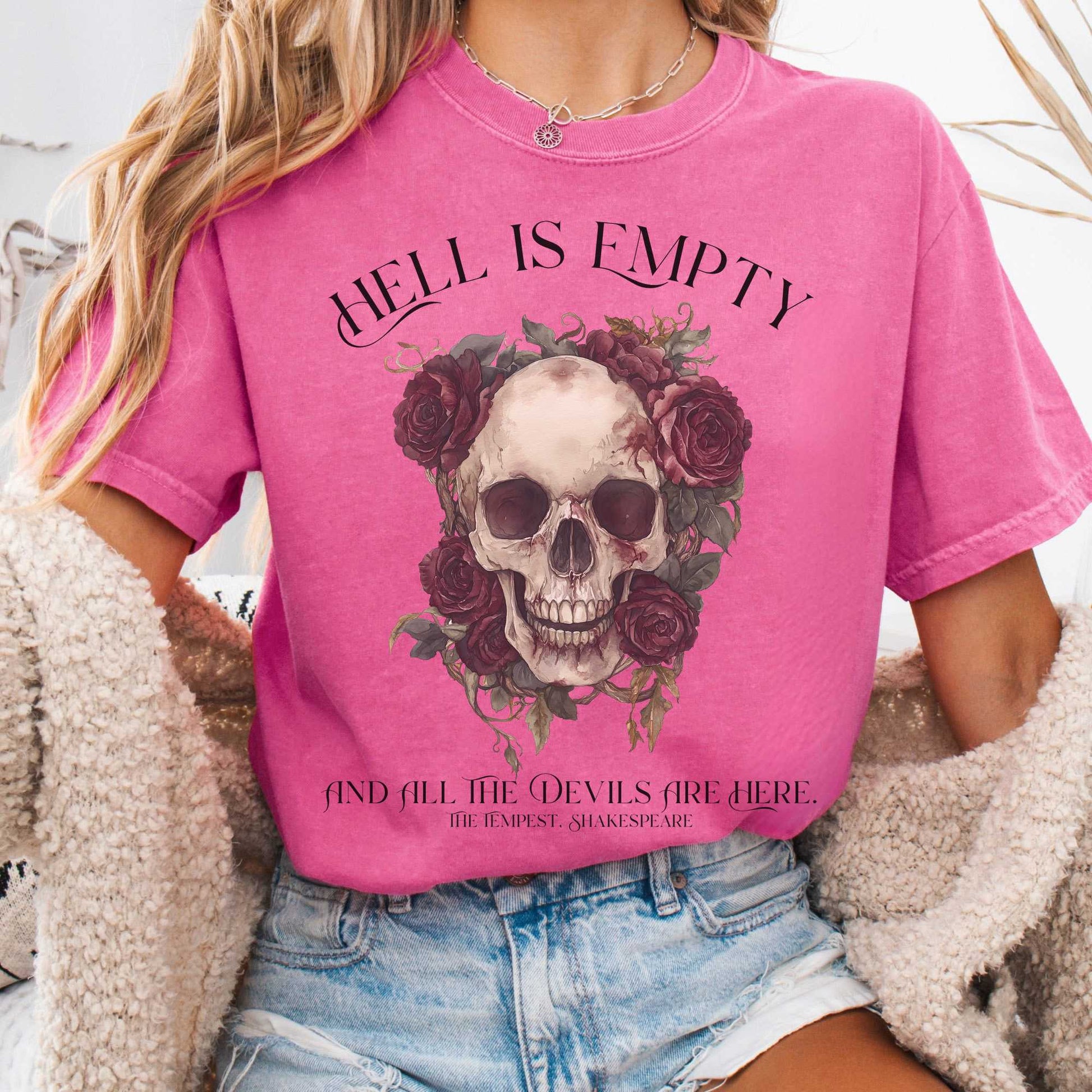 T-Shirt Crunchberry / S Hell Is Empty And All The Devils Are Here Shakespeare Shirt The Mystic Eden