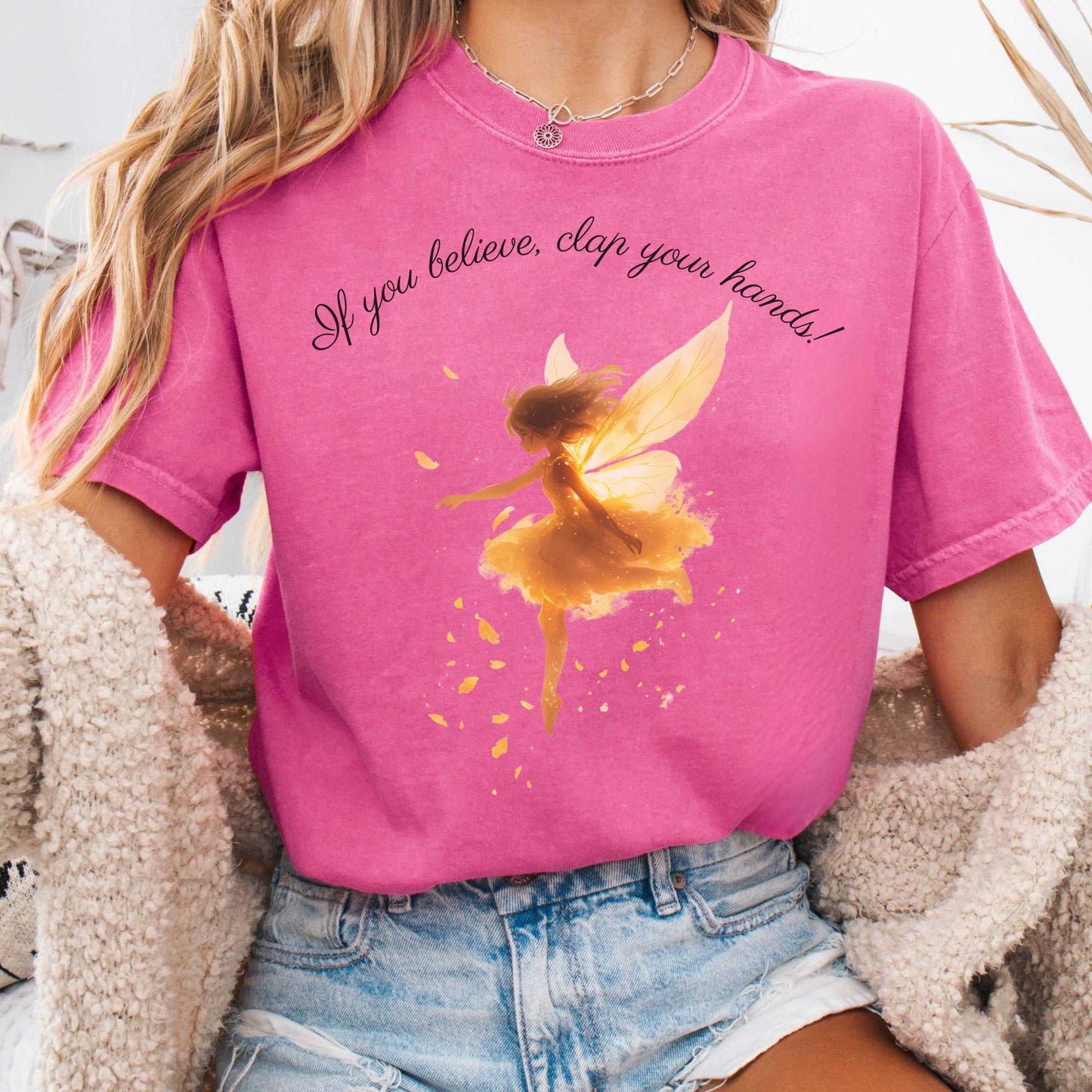 T-Shirt Crunchberry / S If You Believe Clap Your Hands Peter Pan Shirt - J M Barrie The Mystic Eden