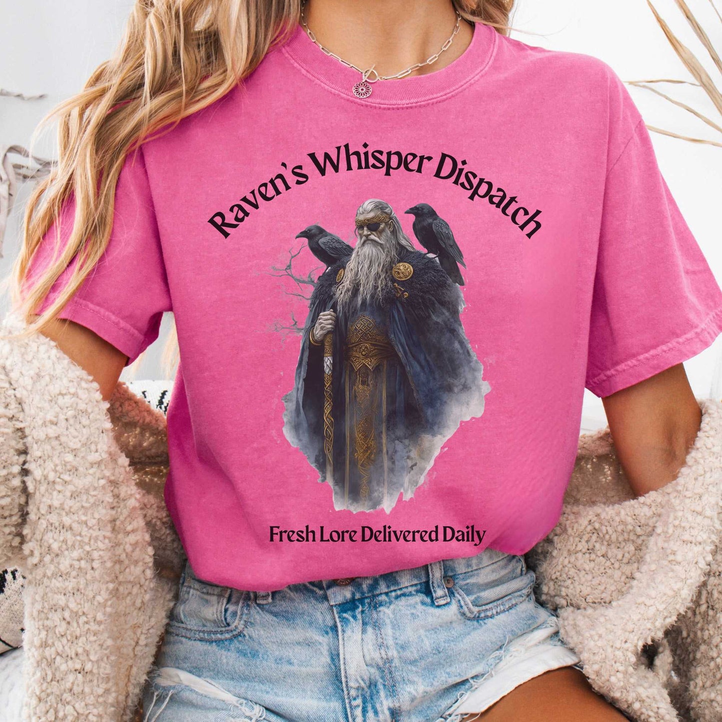T-Shirt Crunchberry / S Raven's Whisper Dispatch Fresh Lore Delivered Daily Norse God Shirt The Mystic Eden