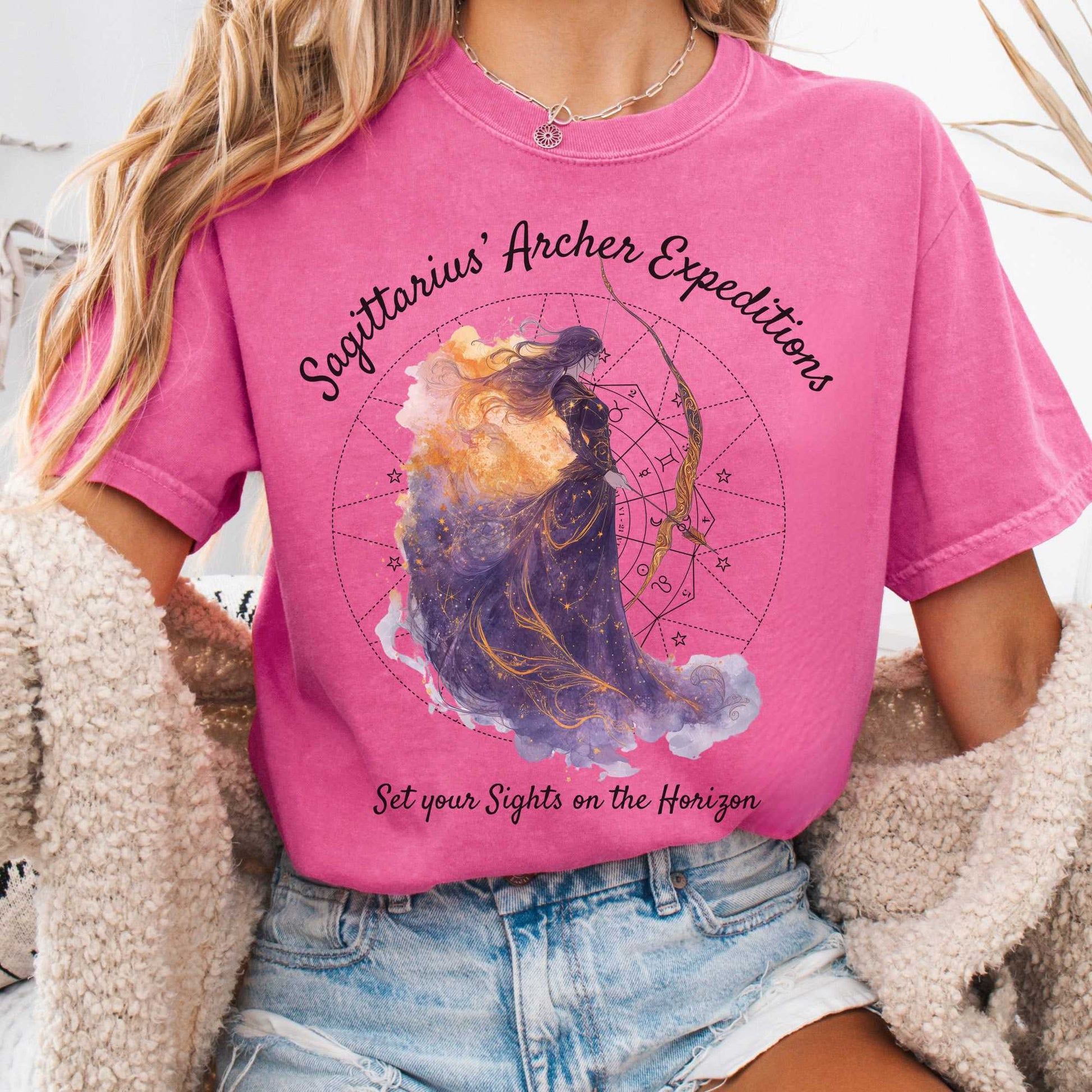 T-Shirt Crunchberry / S Sagittarius Archer Expeditions Zodiac Shirt The Mystic Eden