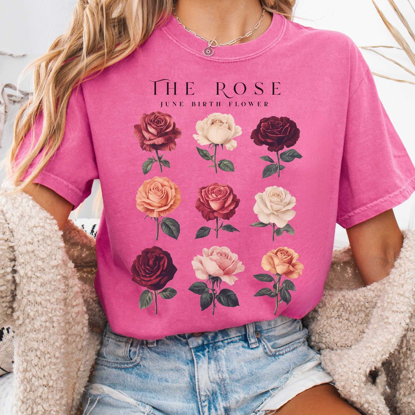 T-Shirt Crunchberry / S The Rose June Birth Month Flower Shirt The Mystic Eden